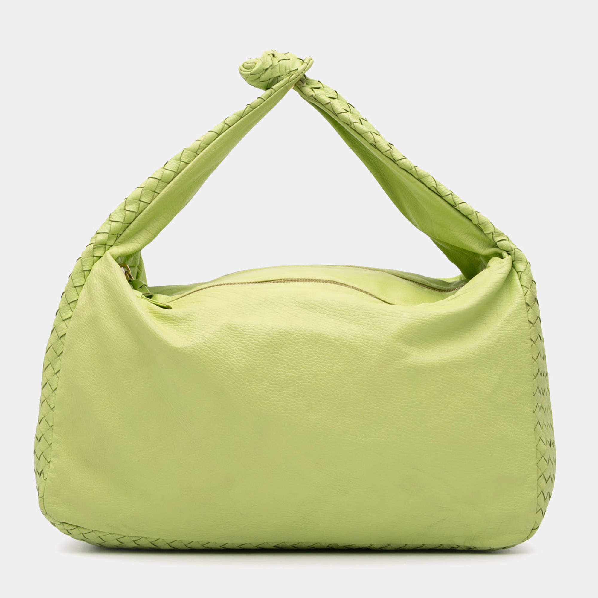 Bottega Veneta Green Nappa Intrecciato Knot Hobo