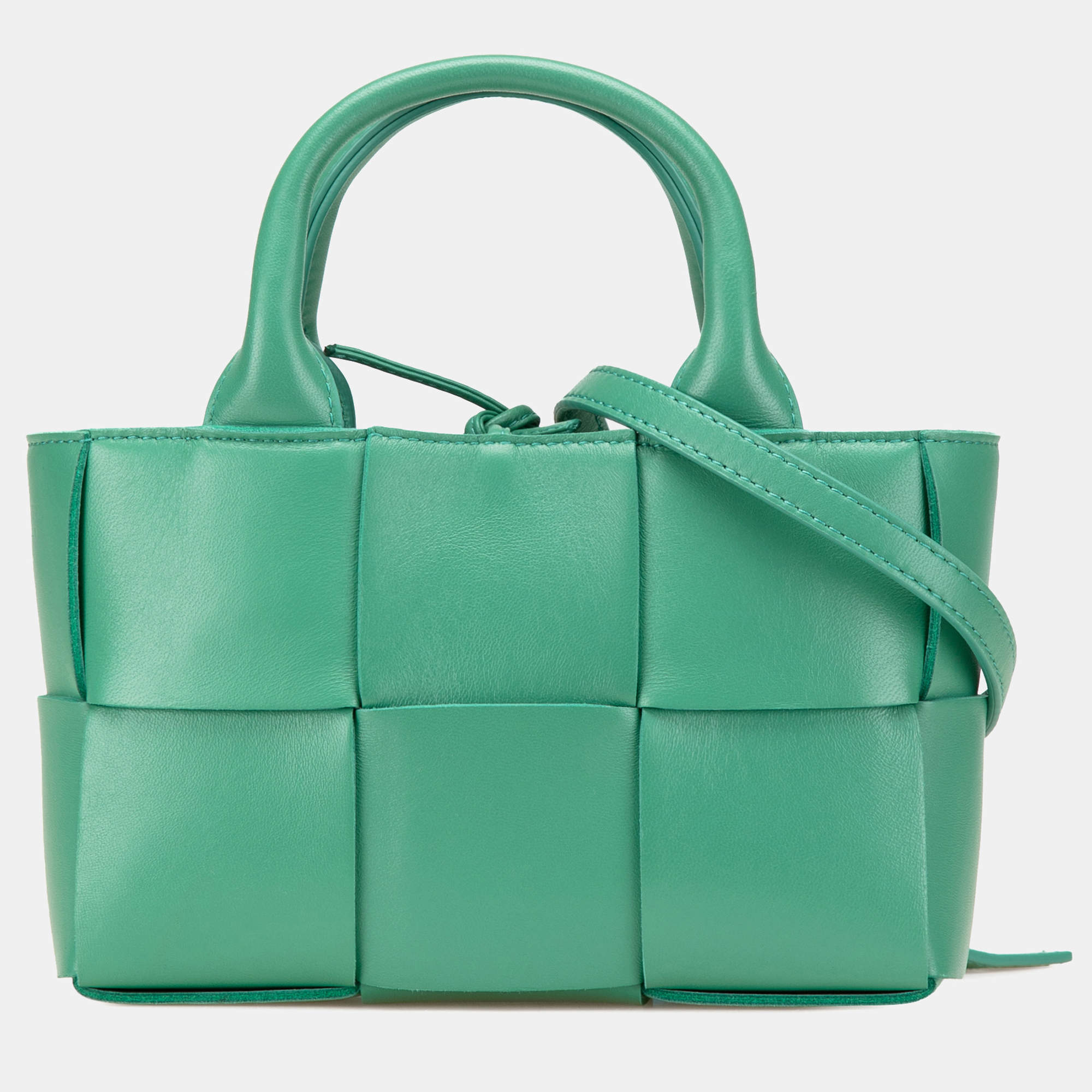 Bottega Veneta Green Candy Lambskin Intreccio Arco Tote