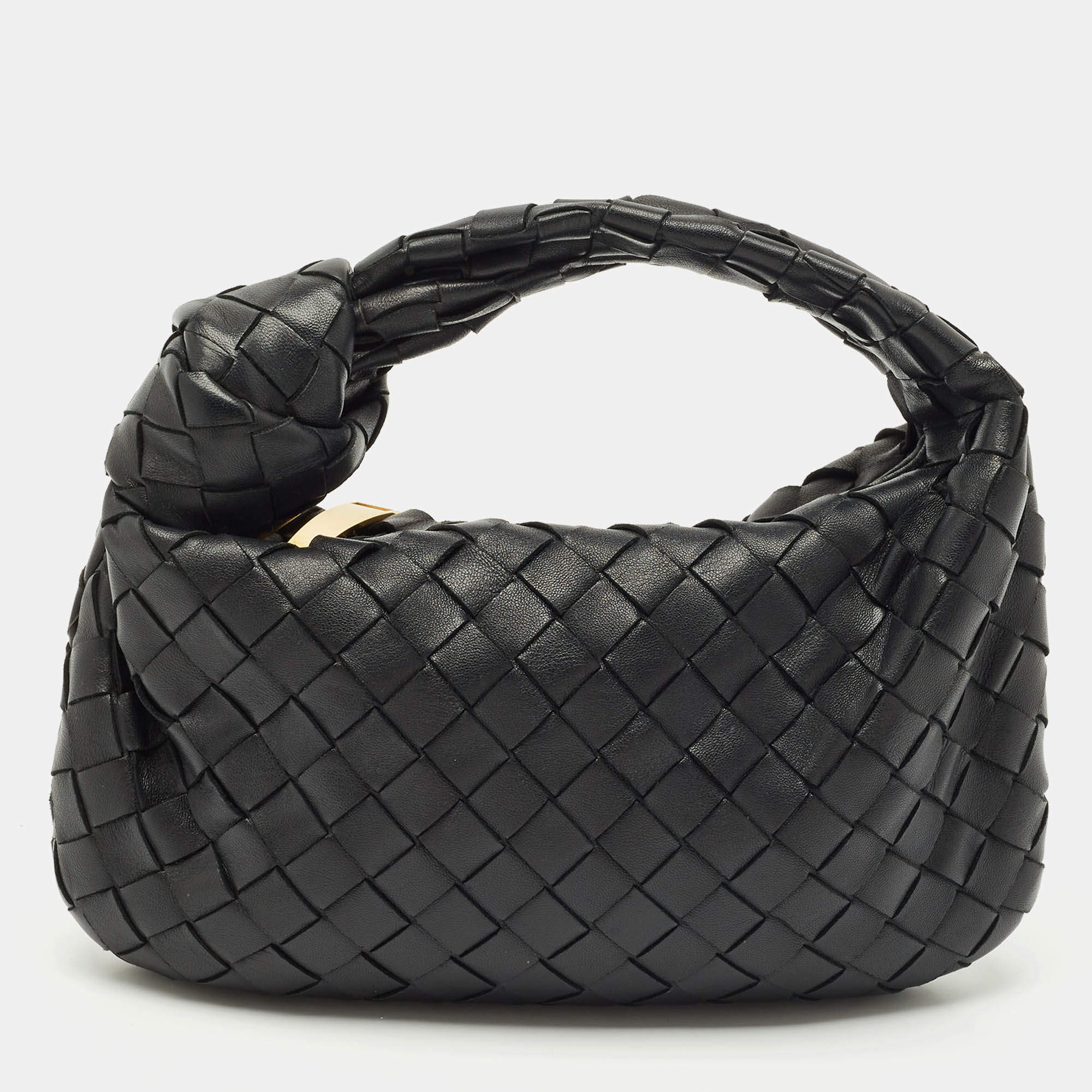 Bottega Veneta Black Intrecciato Leather Mini Jodie Hobo