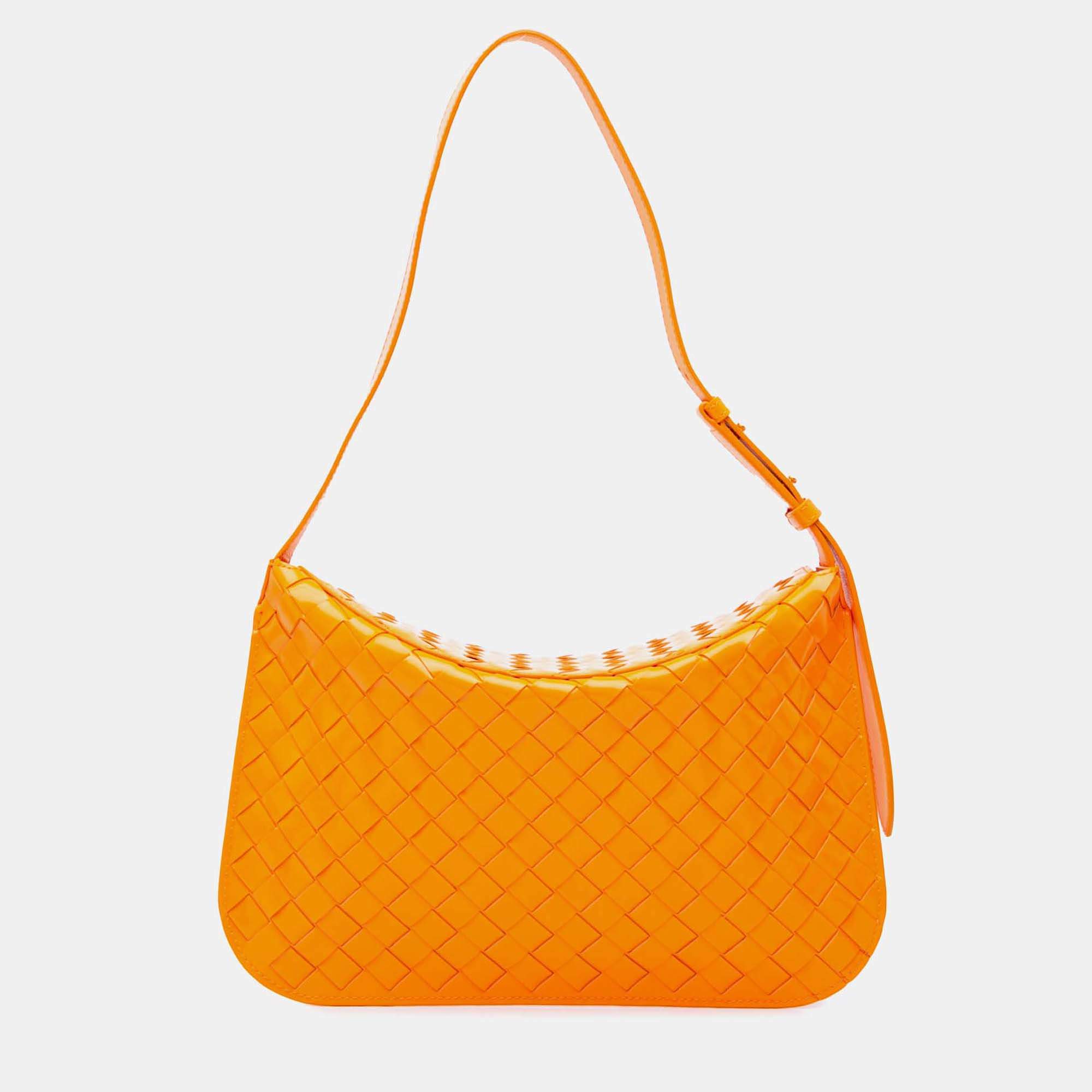 Bottega Veneta Brushed Calfskin Intrecciato Cradle Fold Over Shoulder Bag