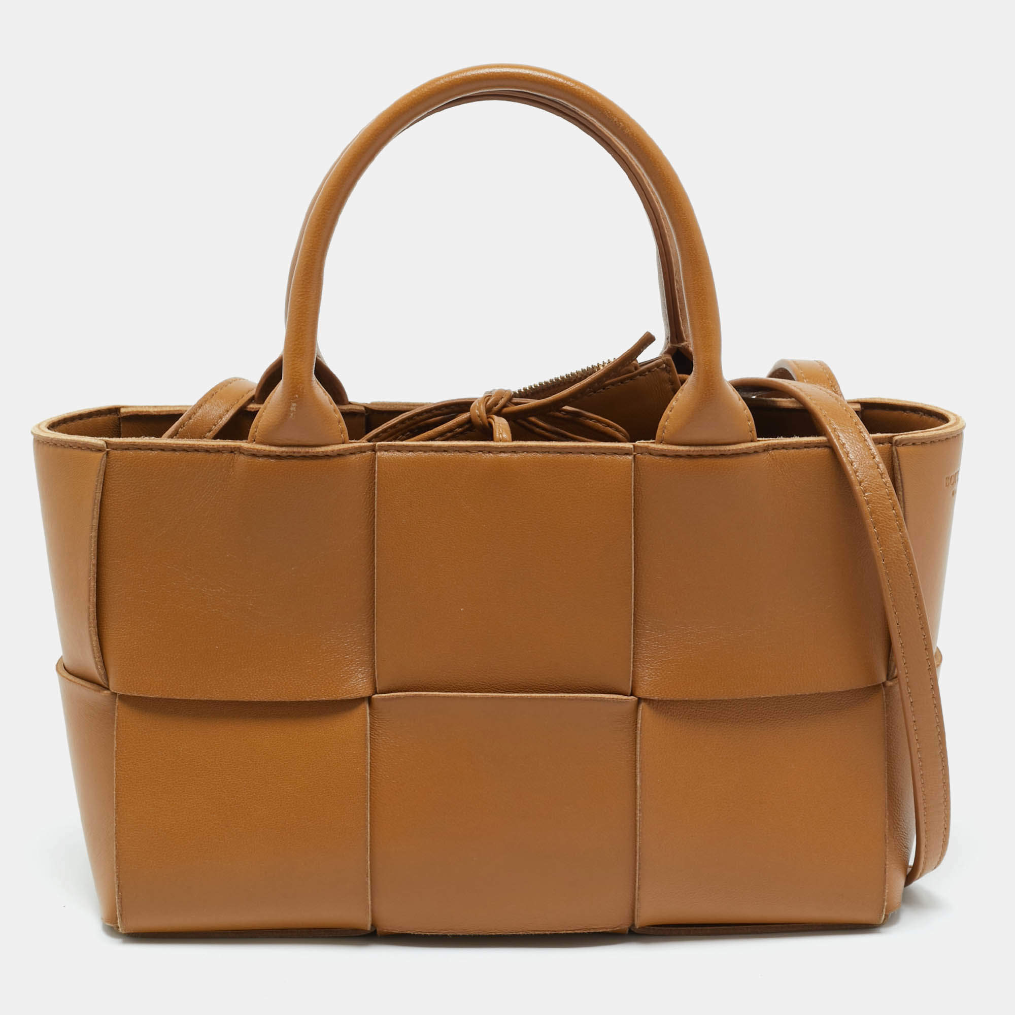 Bottega Veneta Brown Intreccio Leather Mini Arco Tote