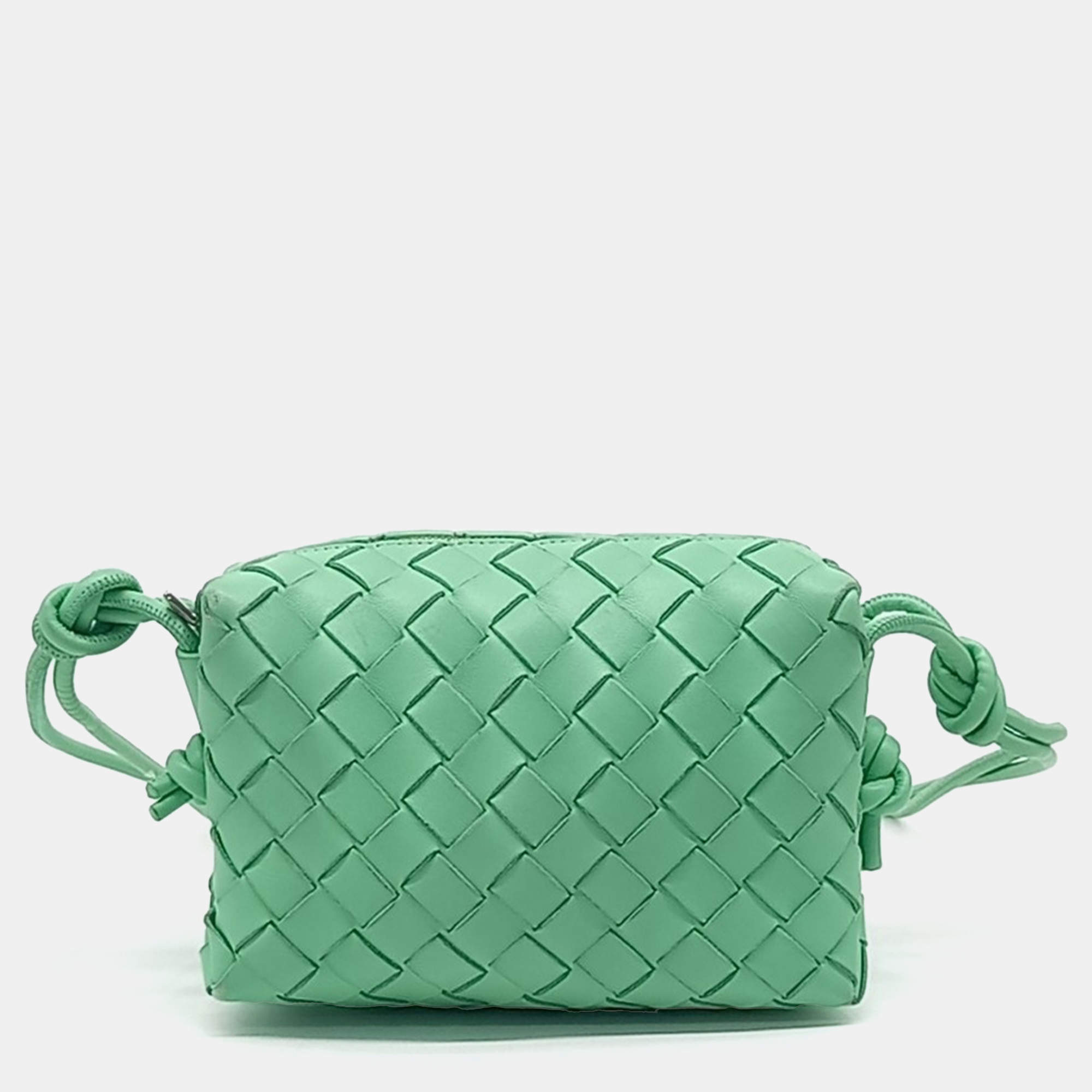Bottega Veneta Green Leather Mini Loop Camera Bag