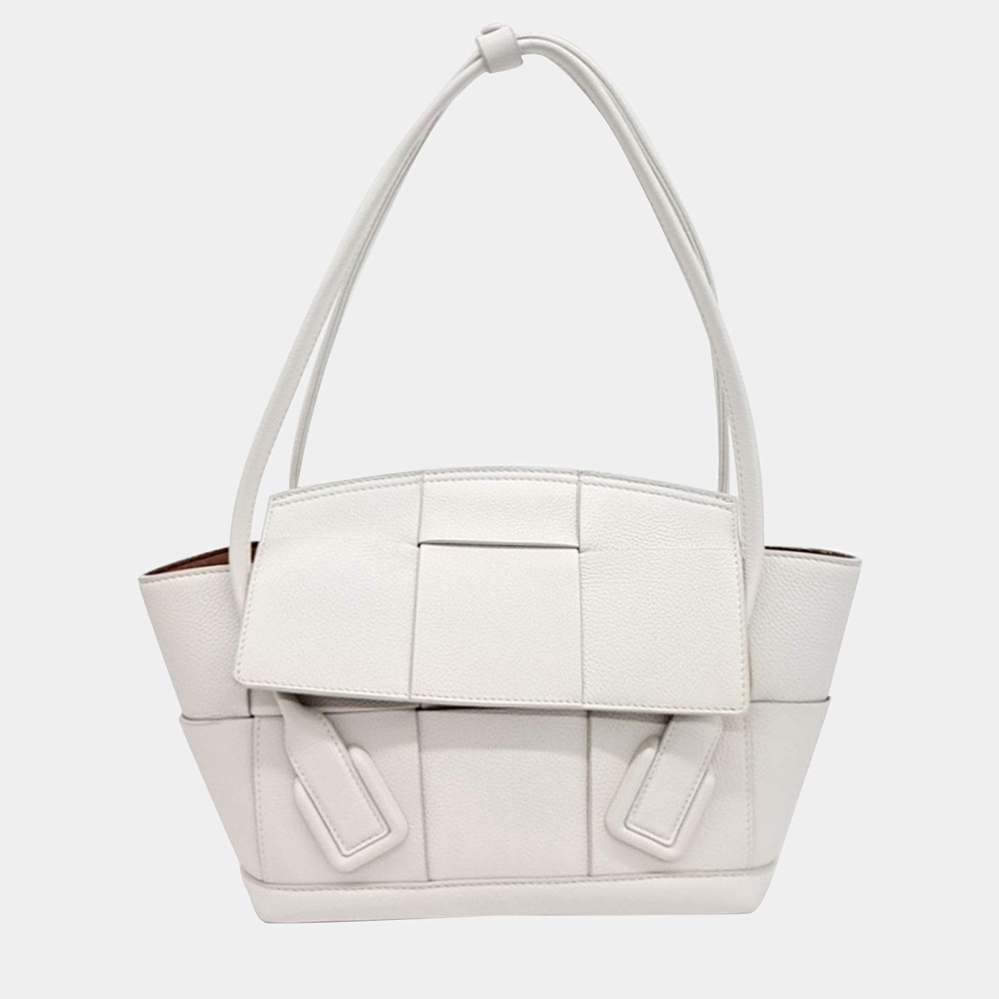 Pre Owned Bottega Veneta White Leather Arco Small bag