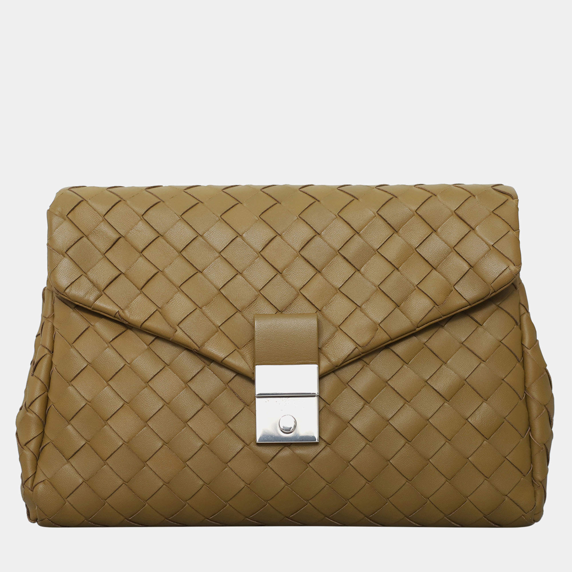 Bottega Veneta Intrecciato Flap Push-lock Clutch Bag