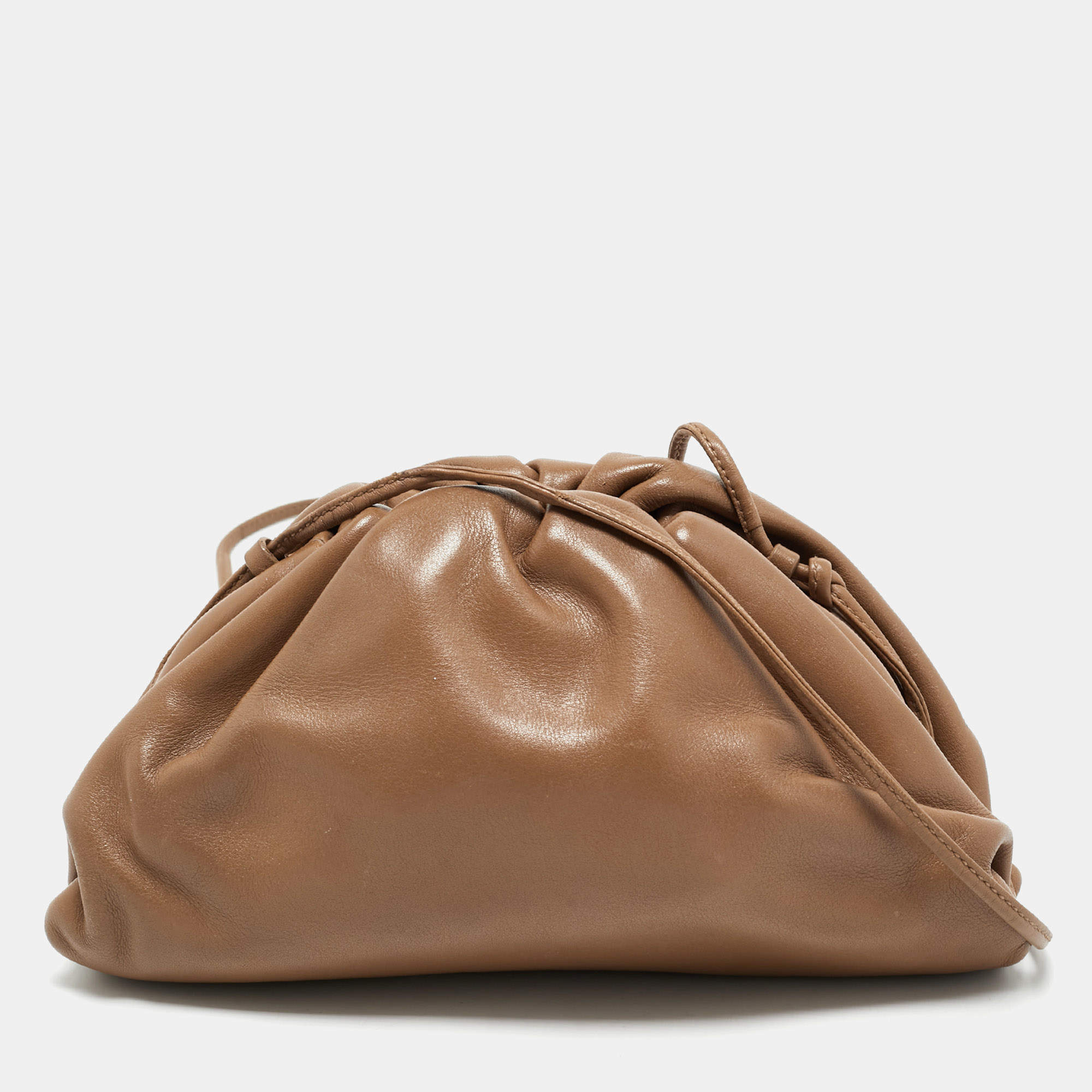 Pre Owned Bottega Veneta Brown Leather Mini The Pouch Bag