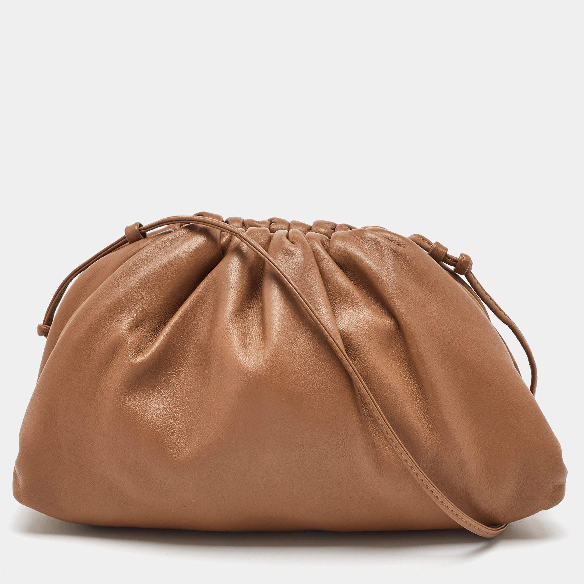 Pre Owned Bottega Veneta Brown Leather The Mini Pouch Bag