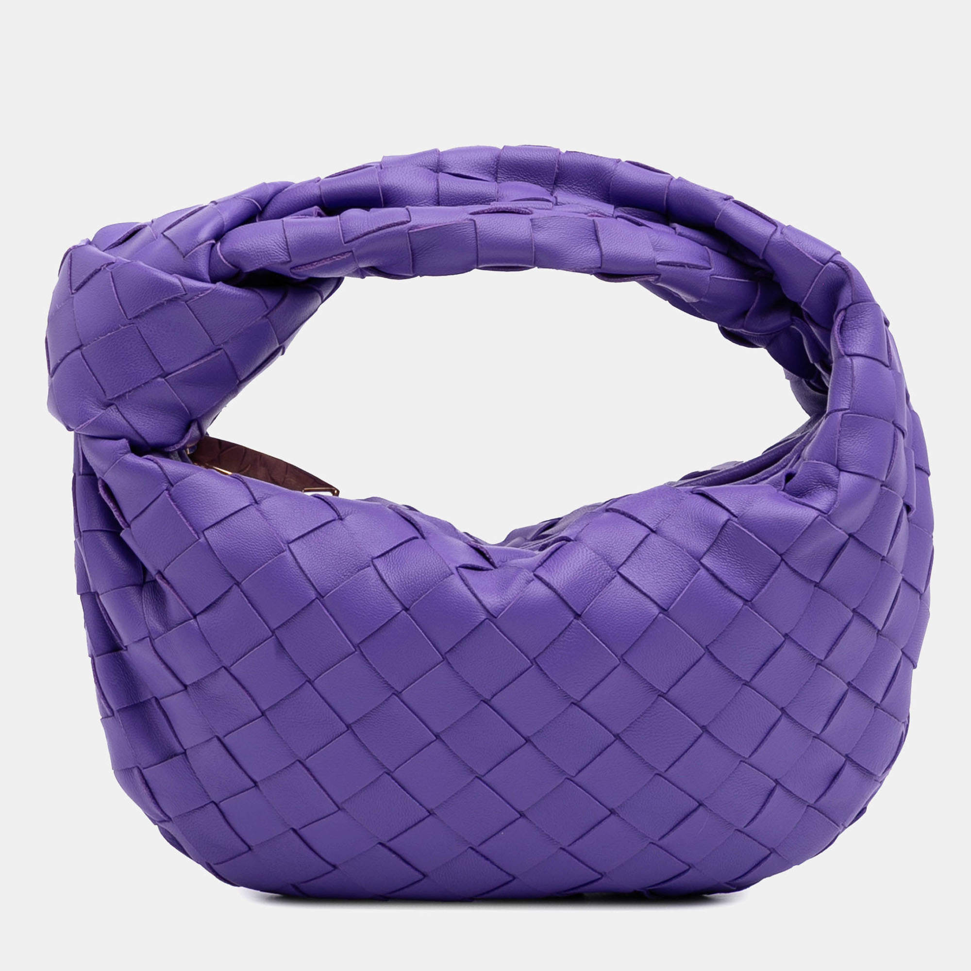 Pre Owned Bottega Veneta Purple Mini Nappa Intrecciato Jodie