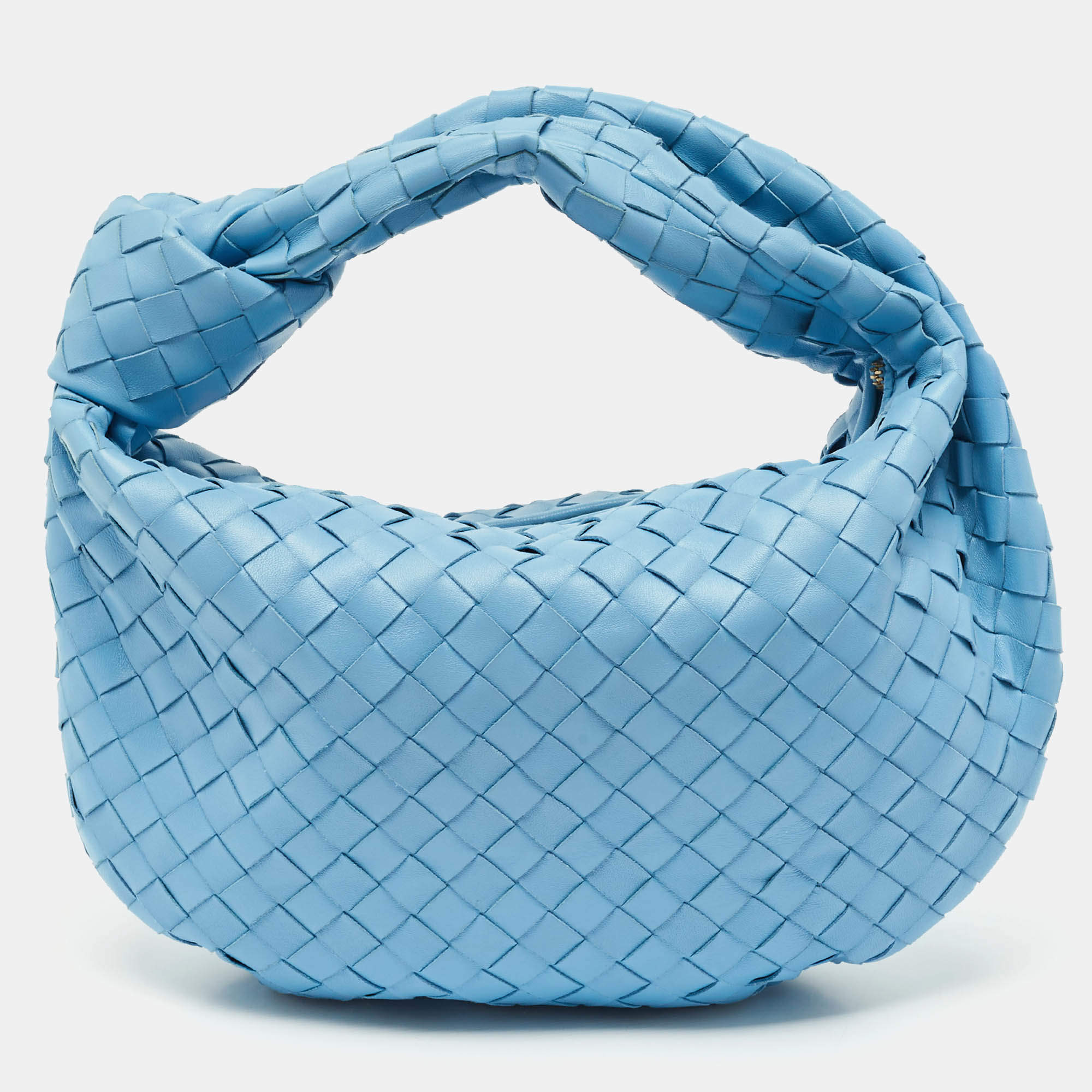 Pre Owned حقيبة بوتيغا فينيتا جودي جلد إنتريشياتو أزرق فاتح صغيرة