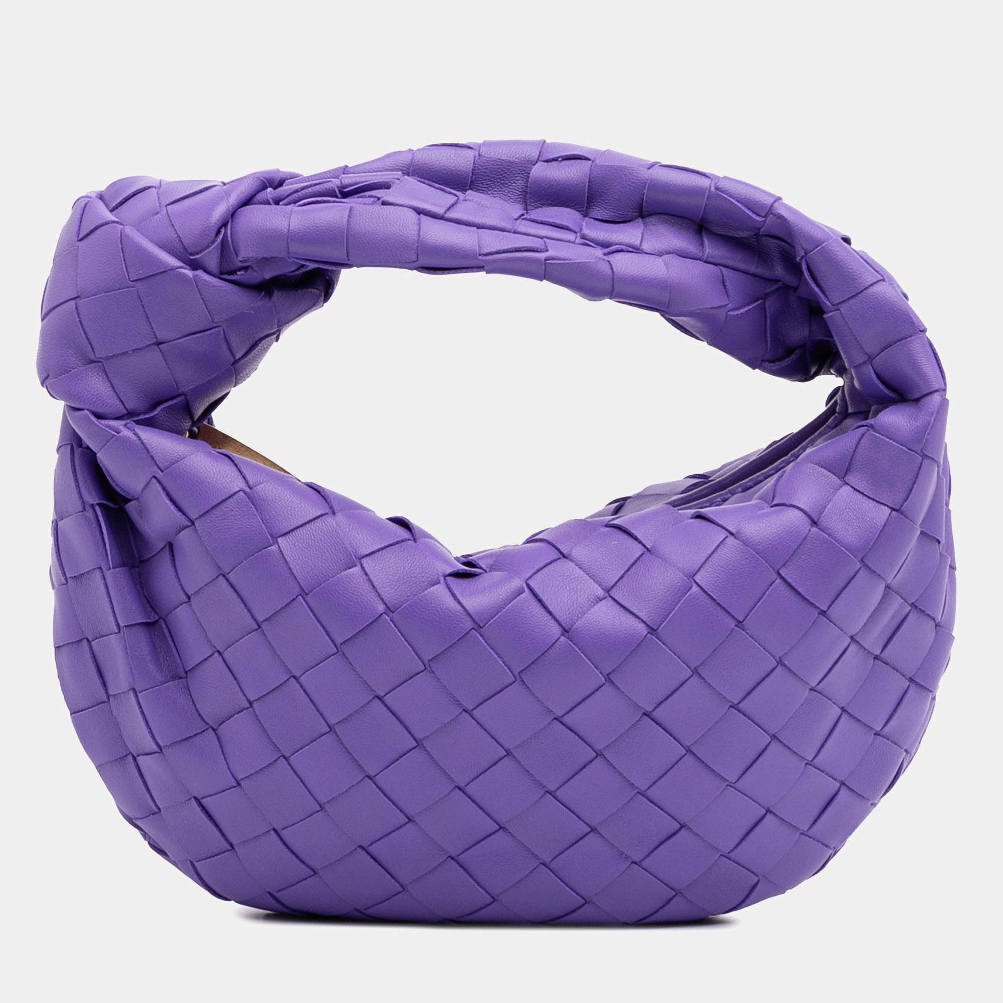 Pre Owned Bottega Veneta Purple Mini Nappa Intrecciato Jodie