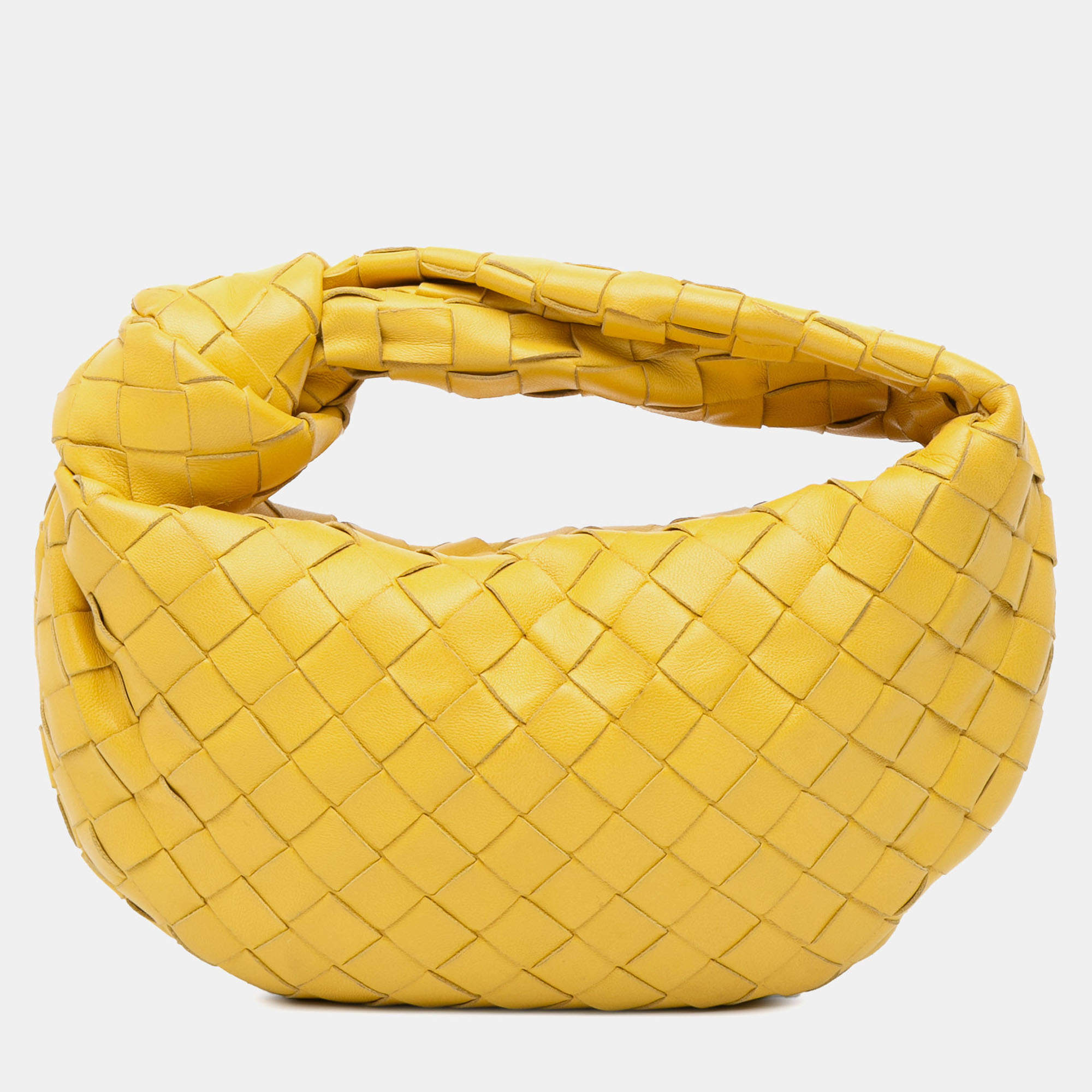 Pre Owned Bottega Veneta Yellow Mini Nappa Intrecciato Jodie