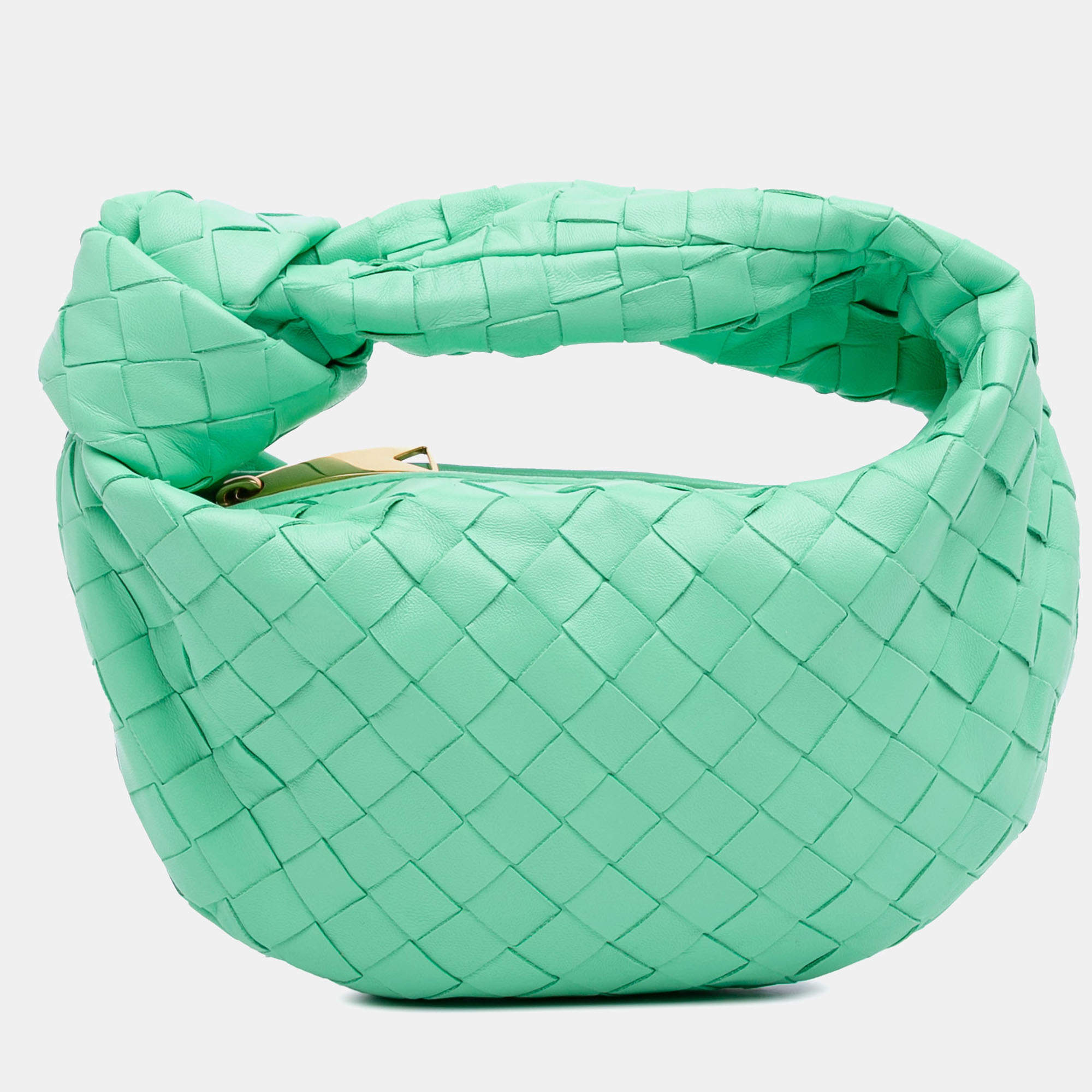 Pre Owned Bottega Veneta Green Mini Nappa Intrecciato Jodie