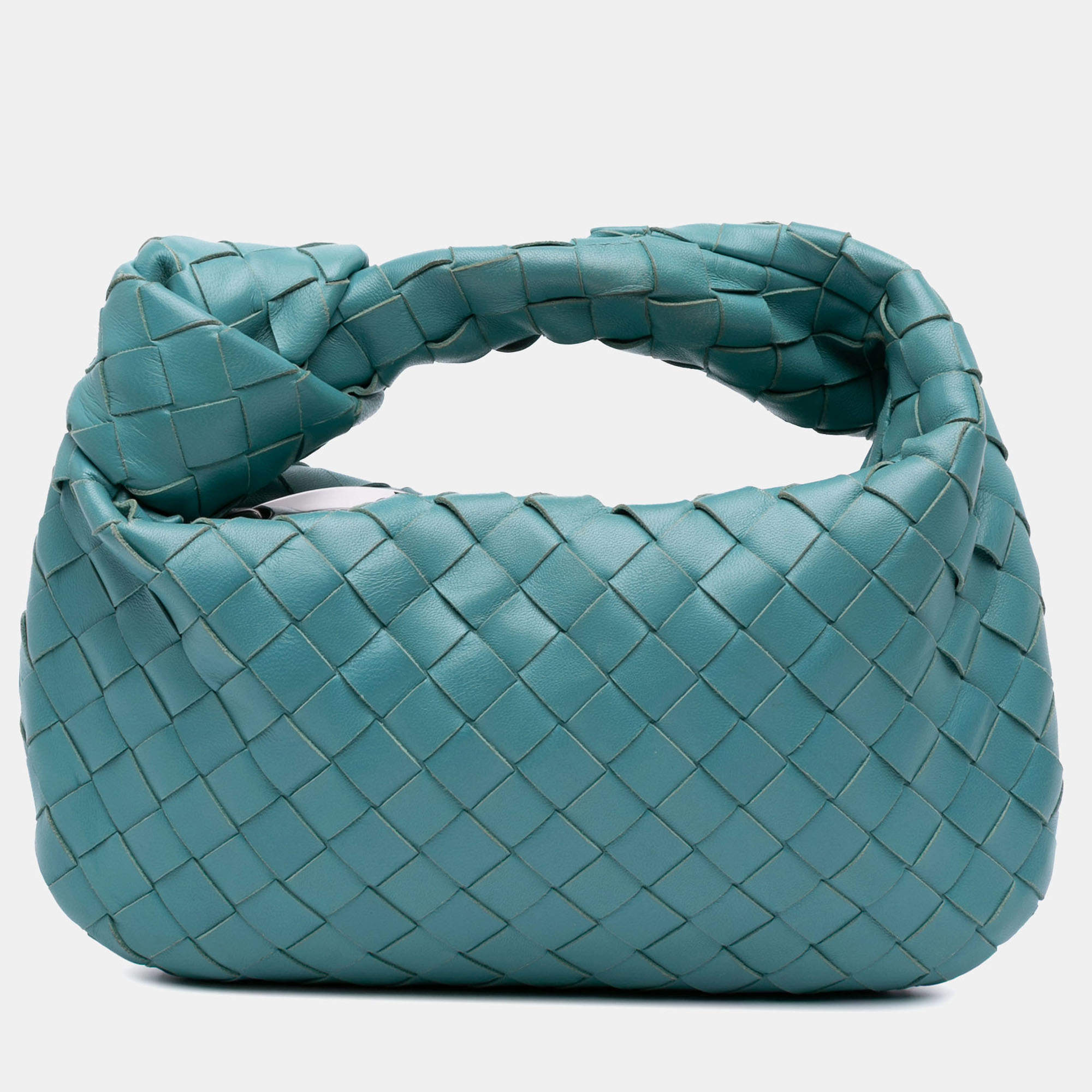 Pre Owned Bottega Veneta Blue Mini Nappa Intrecciato Jodie