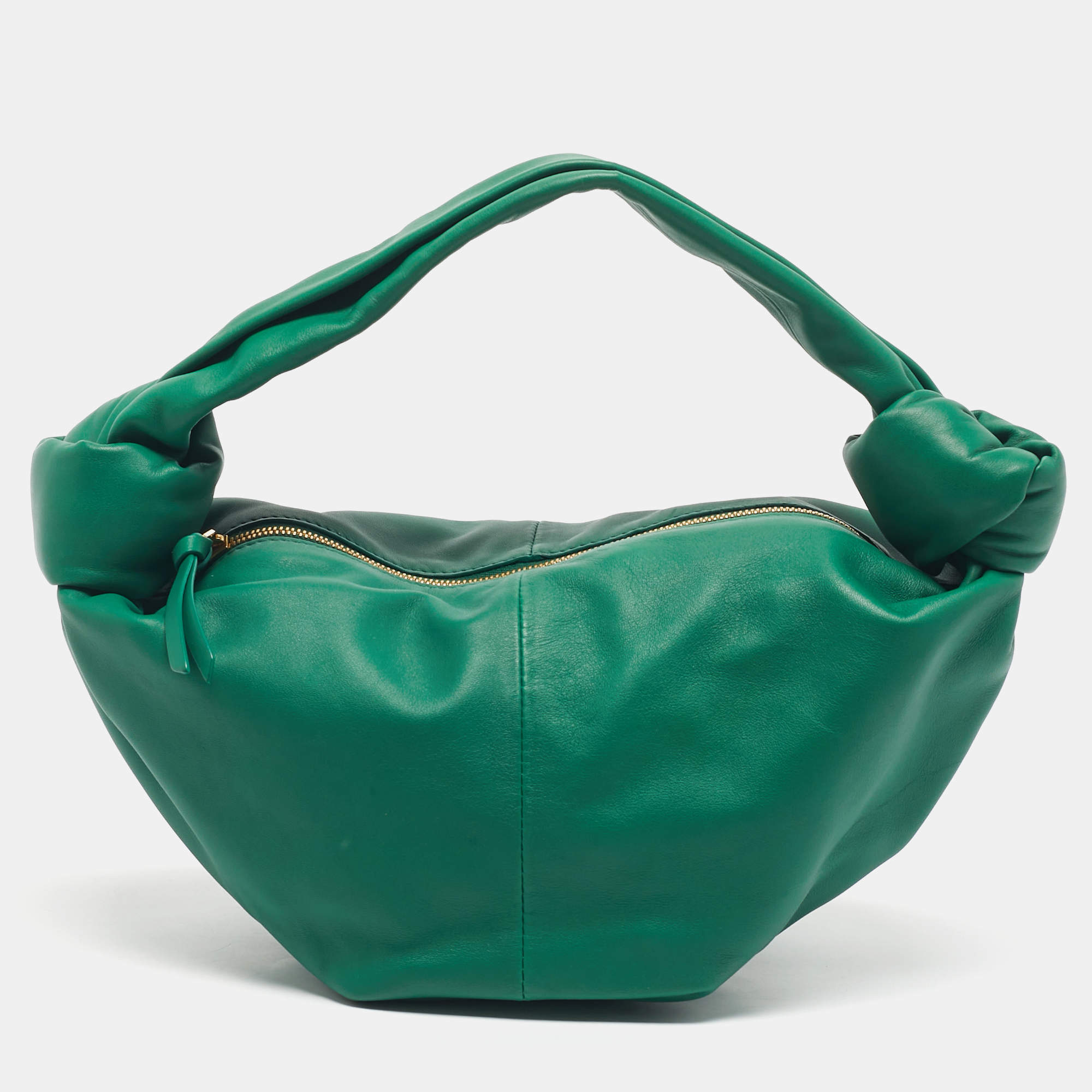 Pre Owned حقيبة بوتيغا فينيتا عقدة مزدوجة جلدية خضراء