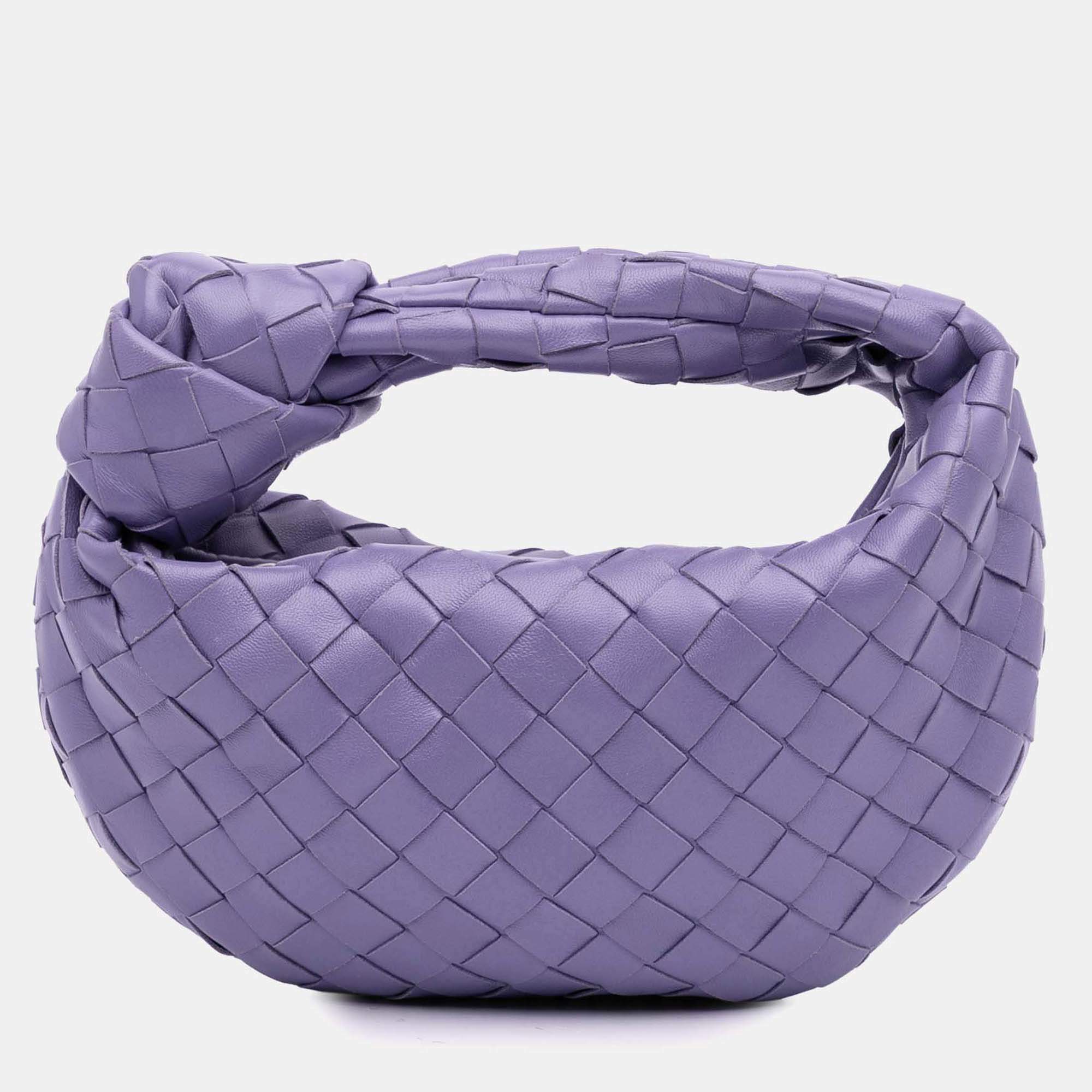 Pre Owned Bottega Veneta Purple Mini Nappa Intrecciato Jodie Bag