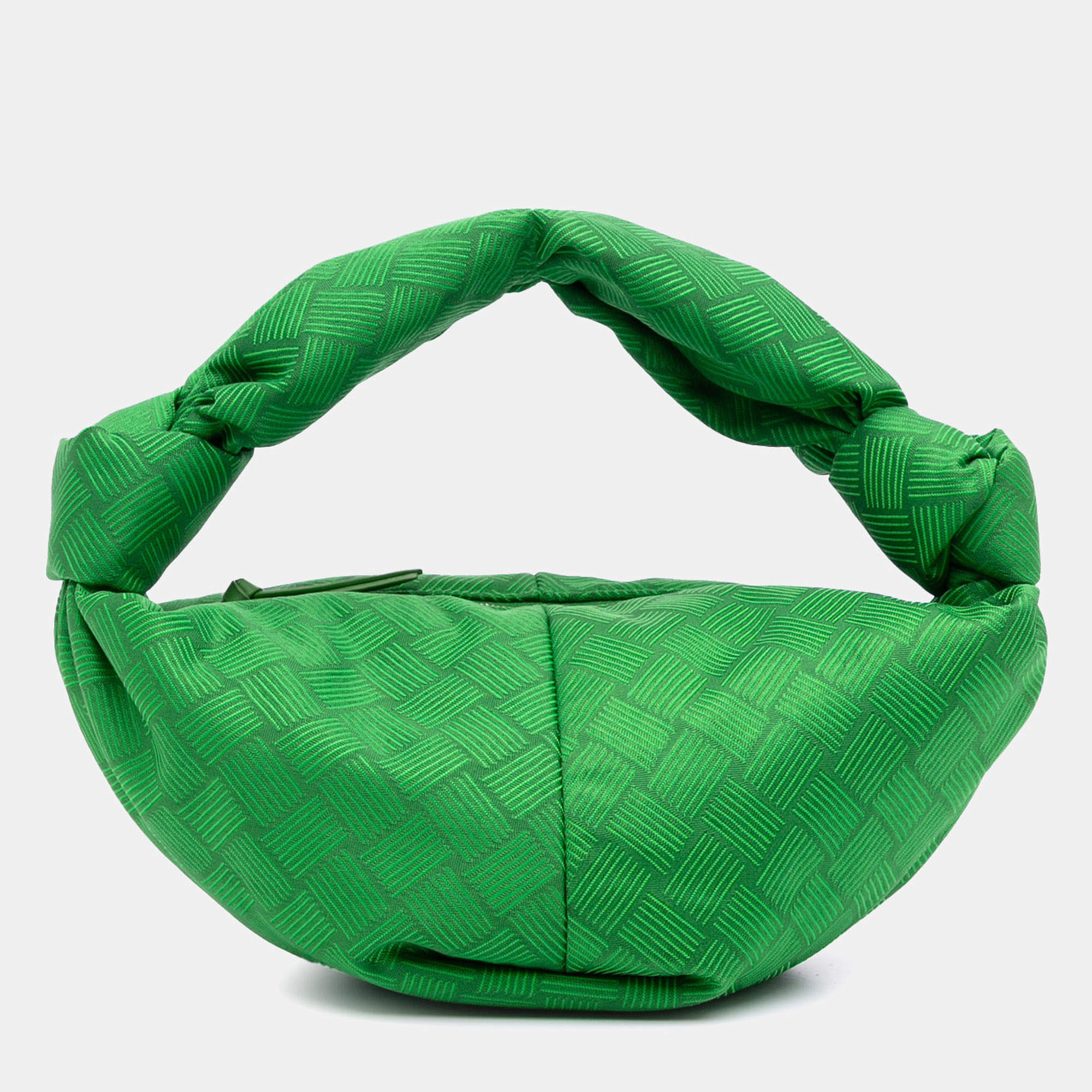 Pre Owned Bottega Veneta Green Mini Jacquard Intrecciato Double Knot Bag