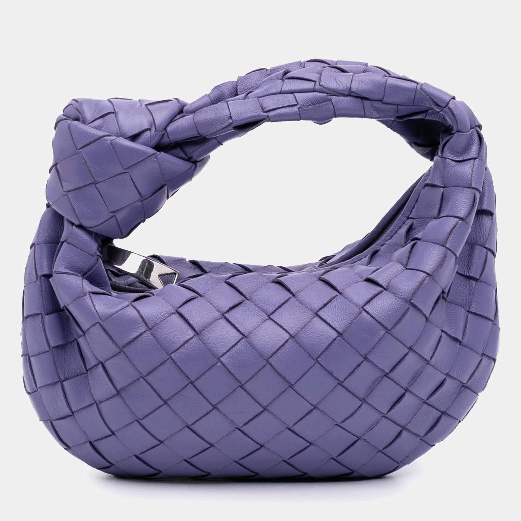 Pre Owned Bottega Veneta Purple Mini Nappa Intrecciato Jodie