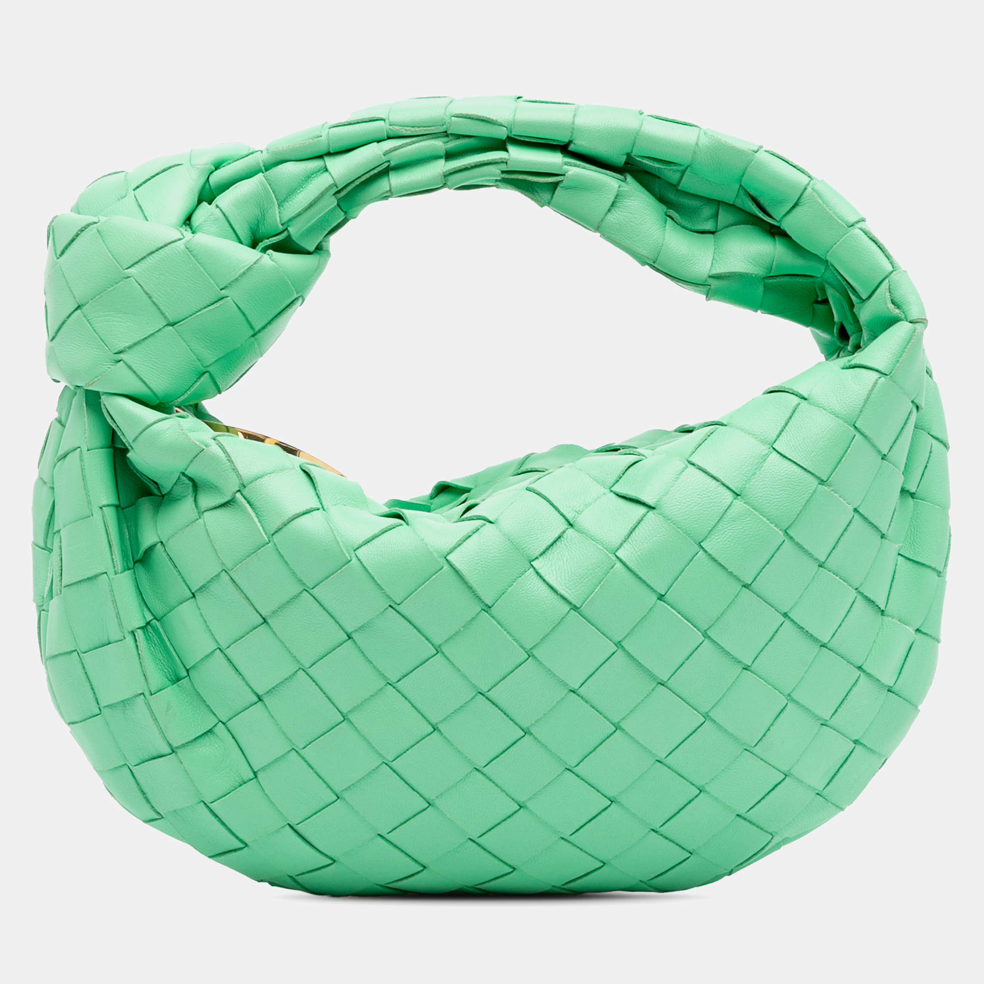 Pre Owned Bottega Veneta Green Mini Nappa Intrecciato Jodie