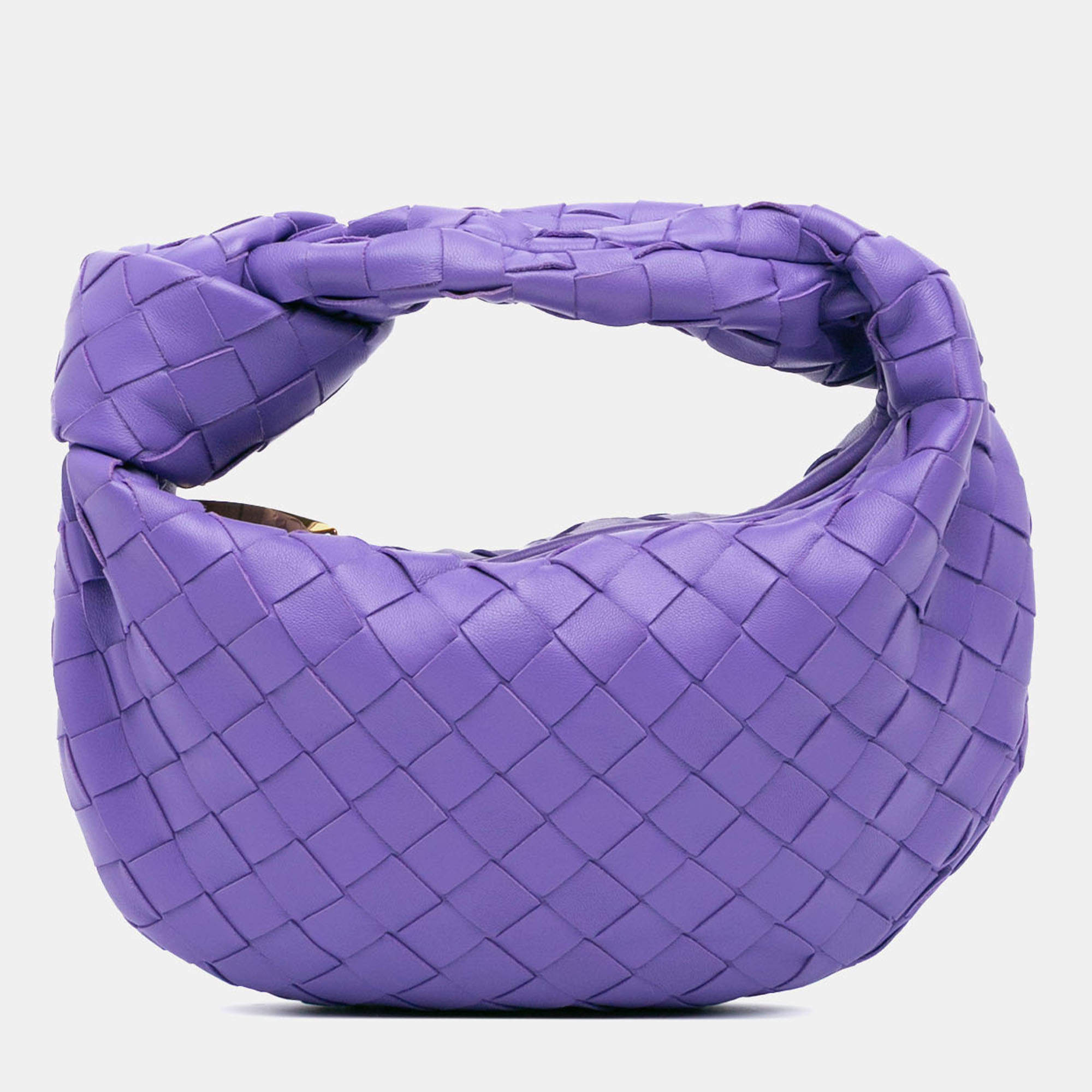 Pre Owned Bottega Veneta Purple Mini Nappa Intrecciato Jodie