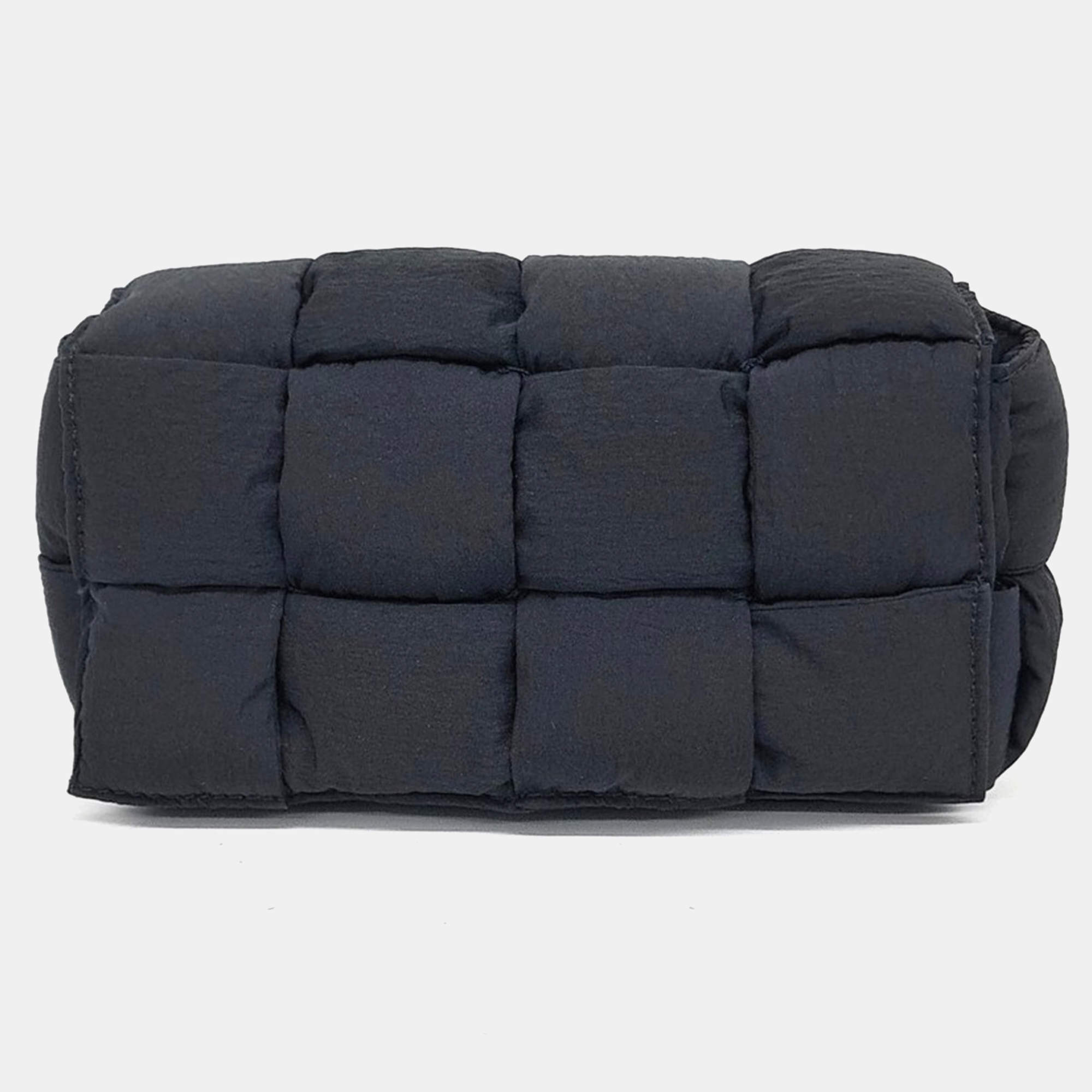 Pre Owned Bottega Veneta Black Fabric Padded Tech Cassette Mini Bag 