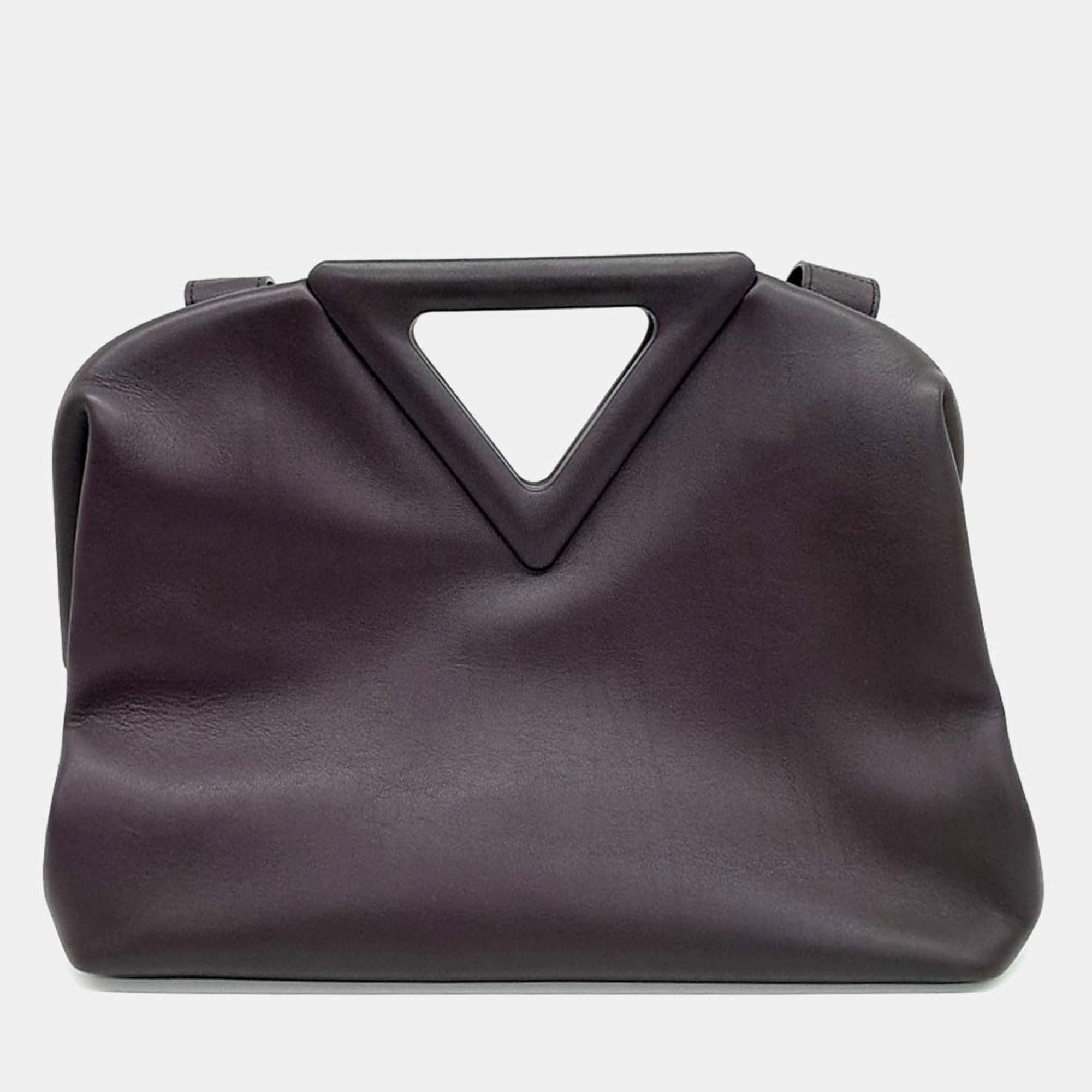 Pre Owned Bottega Veneta Brown Leather Point Bag