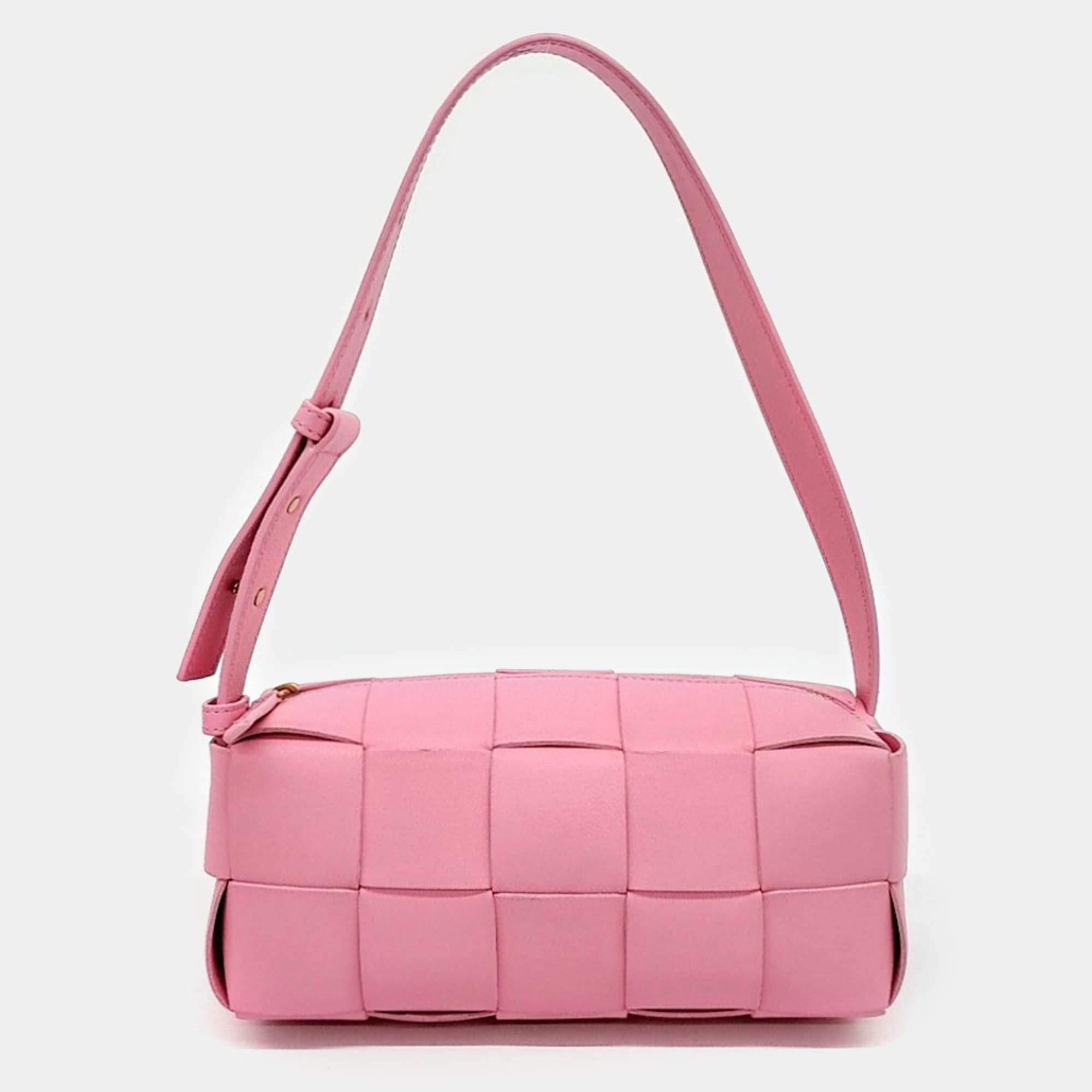 Pre Owned Bottega Veneta Pink Leather Brick Cassette Bag