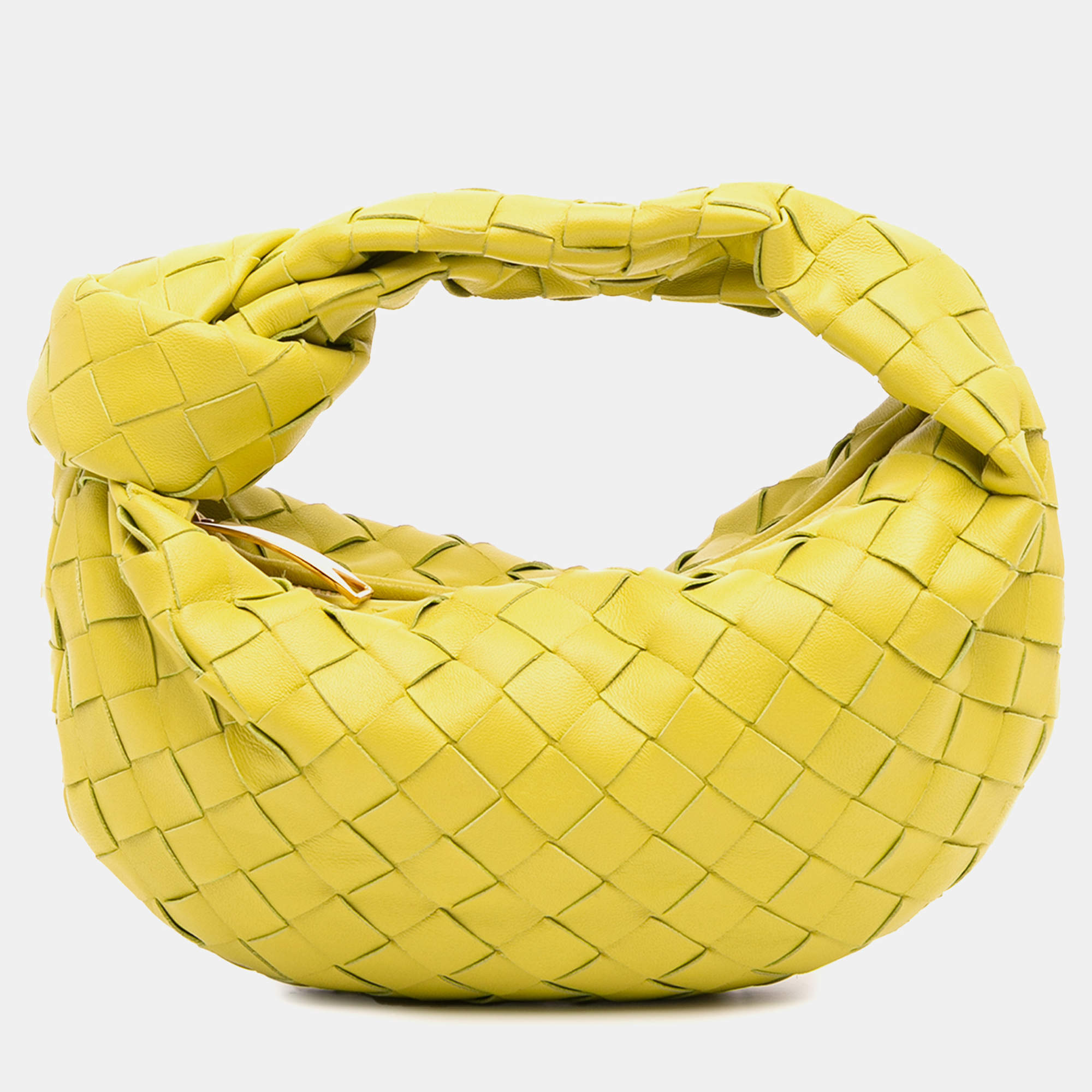 Pre Owned Bottega Veneta Yellow Mini Nappa Intrecciato Jodie