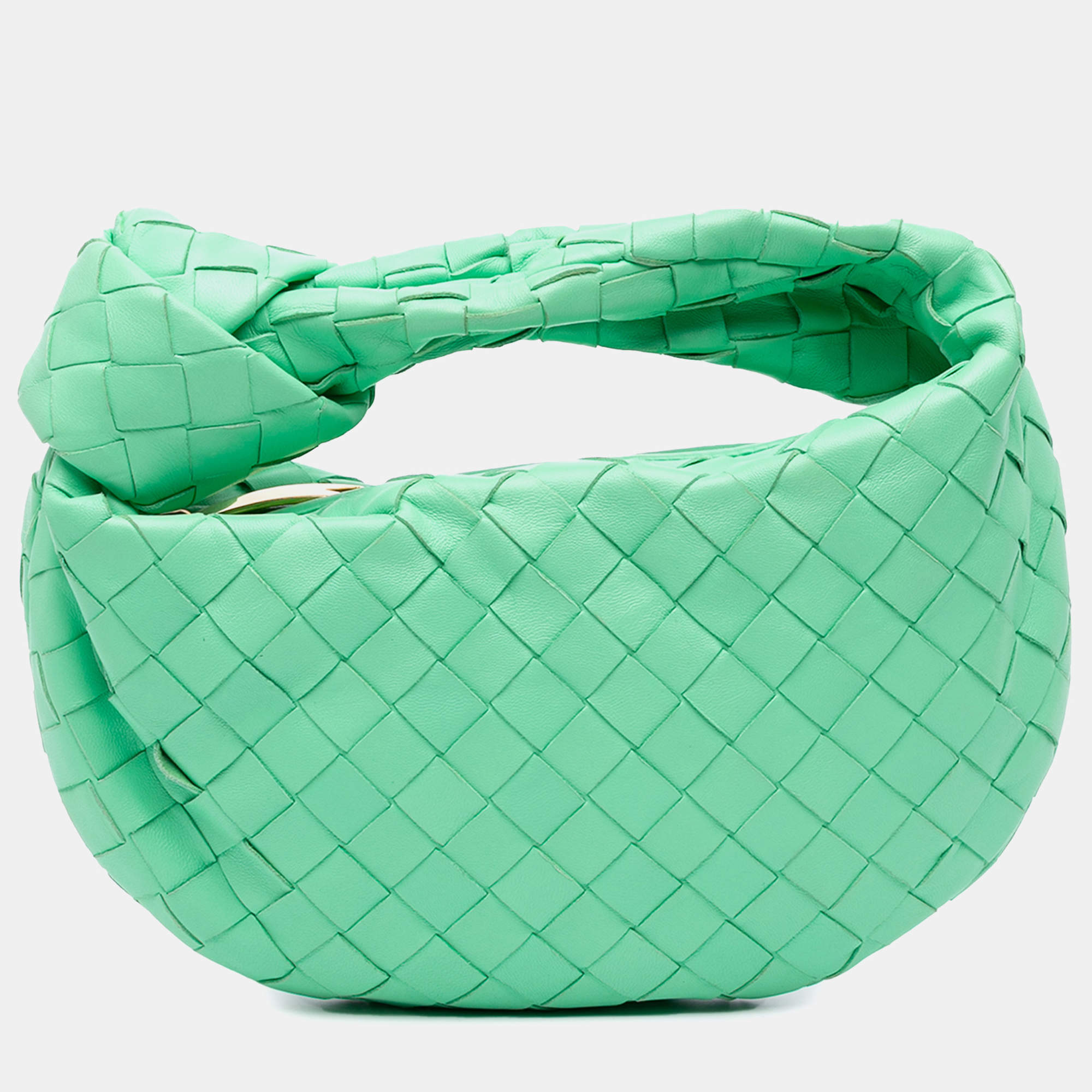 Pre Owned Bottega Veneta Green Mini Nappa Intrecciato Jodie
