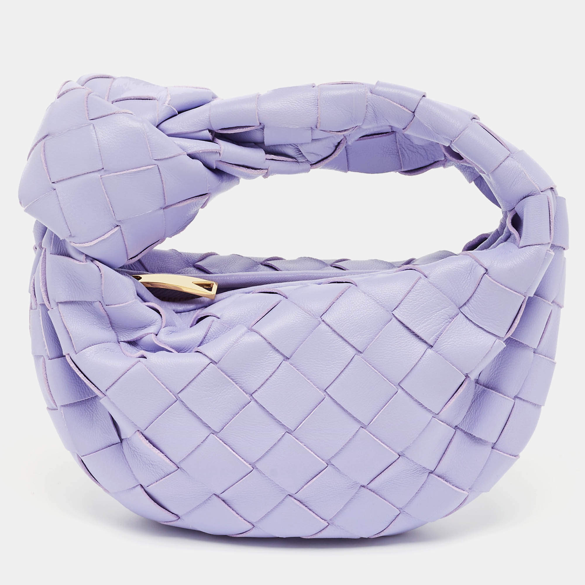 Pre Owned Bottega Veneta Lilac Intrecciato Leather Micro Candy Jodie Bag
