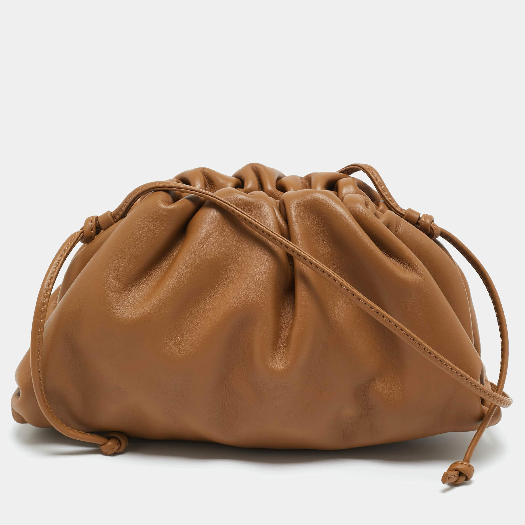 Pre Owned Bottega Veneta Brown Leather The Mini Pouch Bag