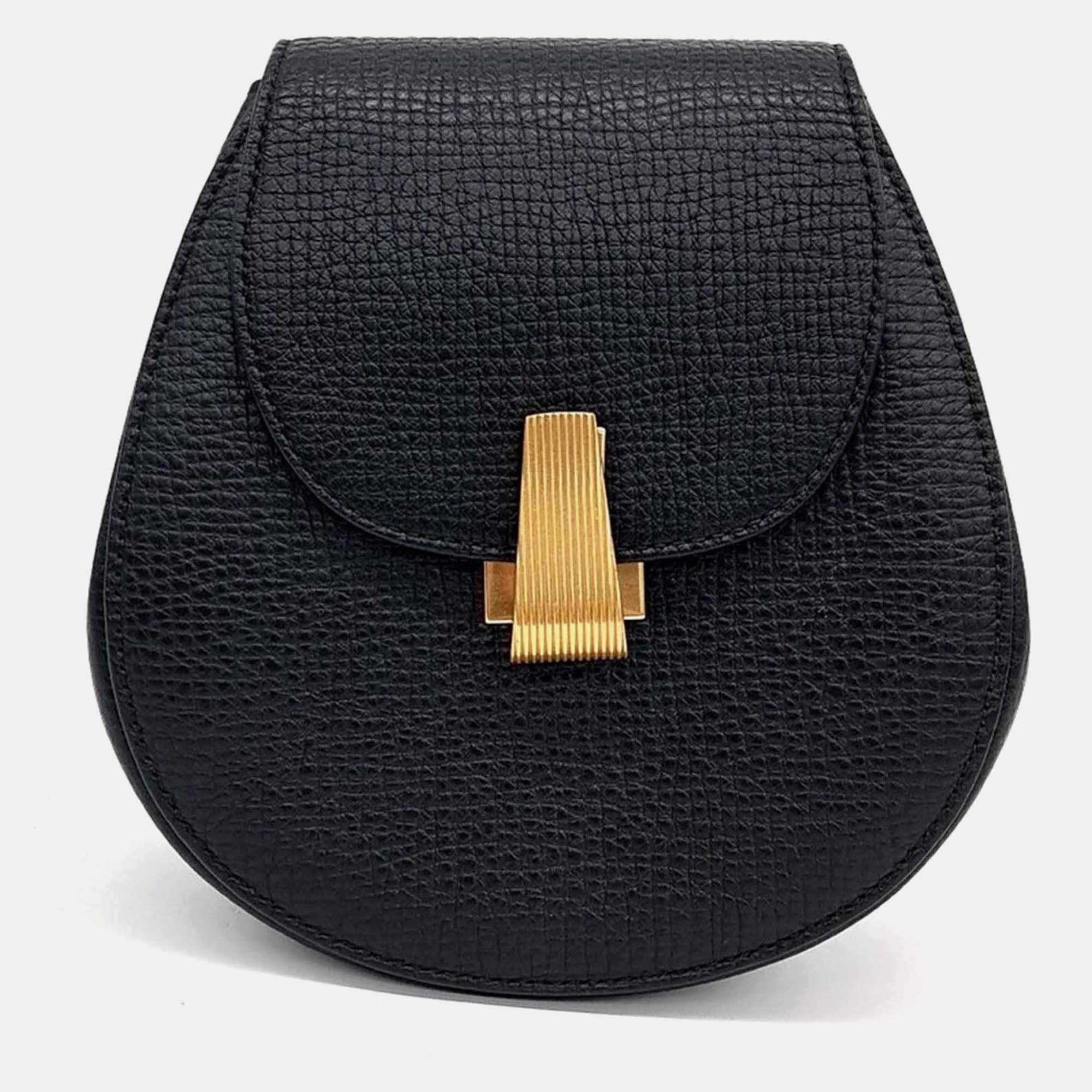 Pre Owned Bottega Veneta Black Leather Palmellato Belt Bag