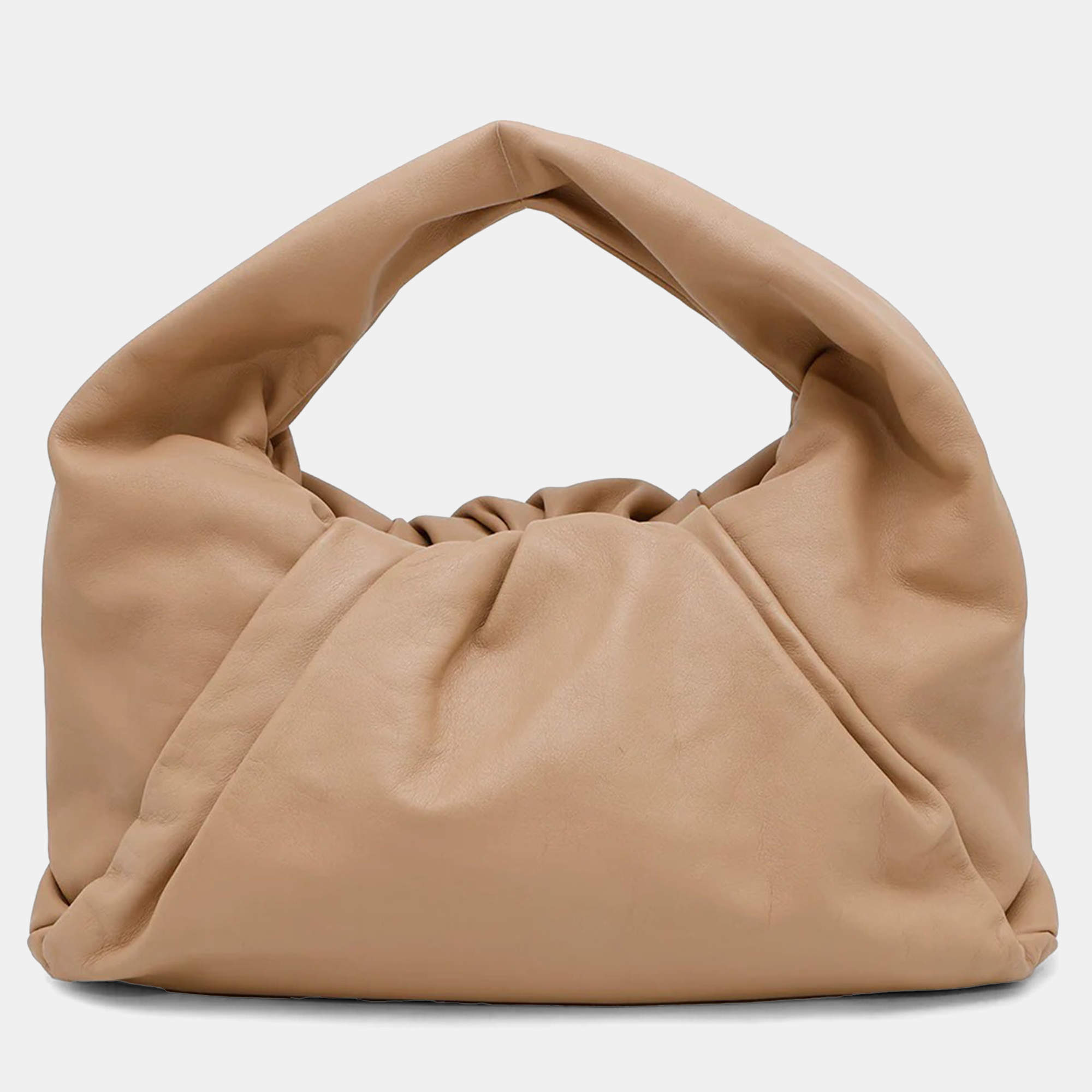 Pre Owned Bottega Veneta The Shoulderpouch Beige Leather Shoulder Bag