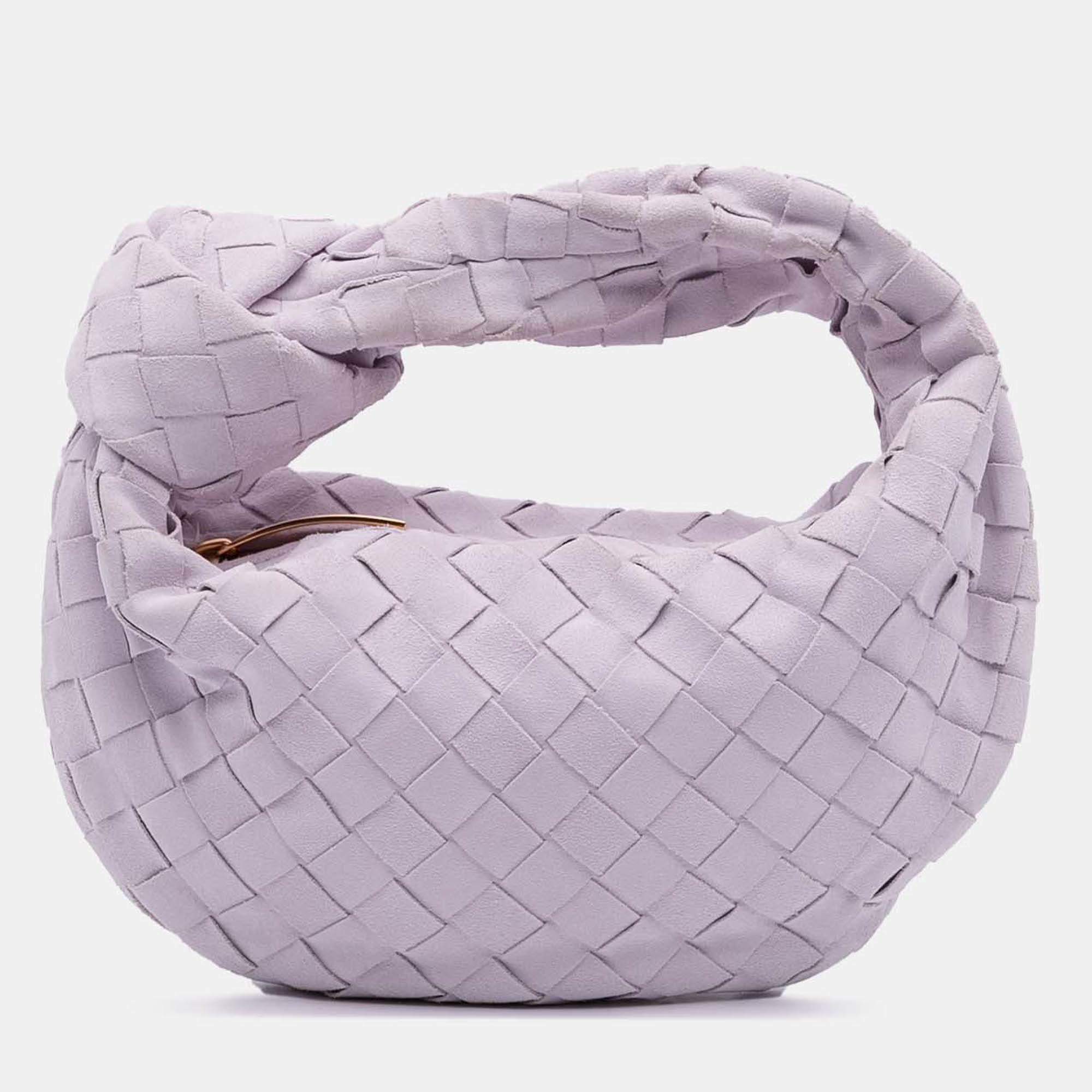 Pre Owned Bottega Veneta Purple Mini Suede Intrecciato Jodie