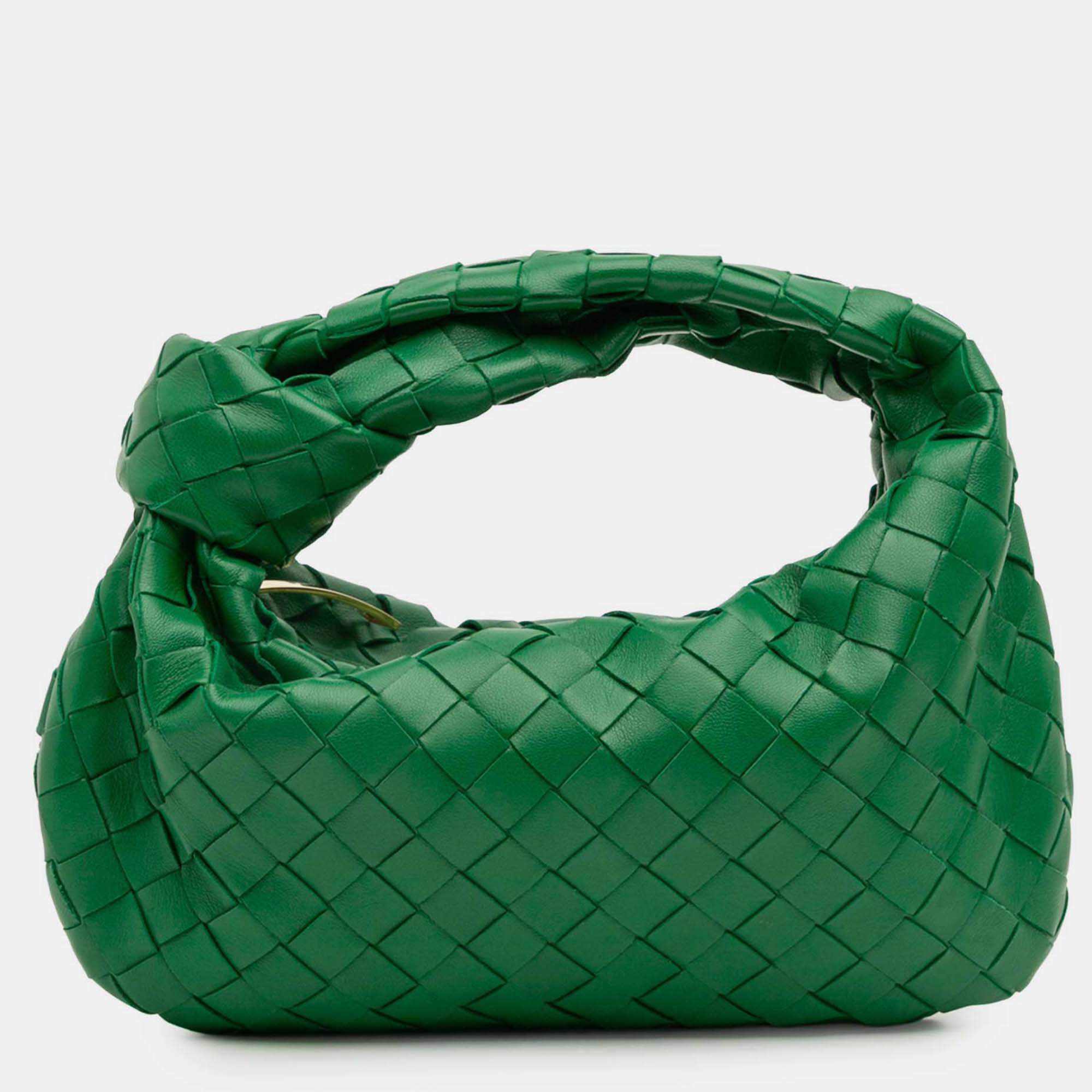 Pre Owned Bottega Veneta Green Mini Nappa Intrecciato Jodie