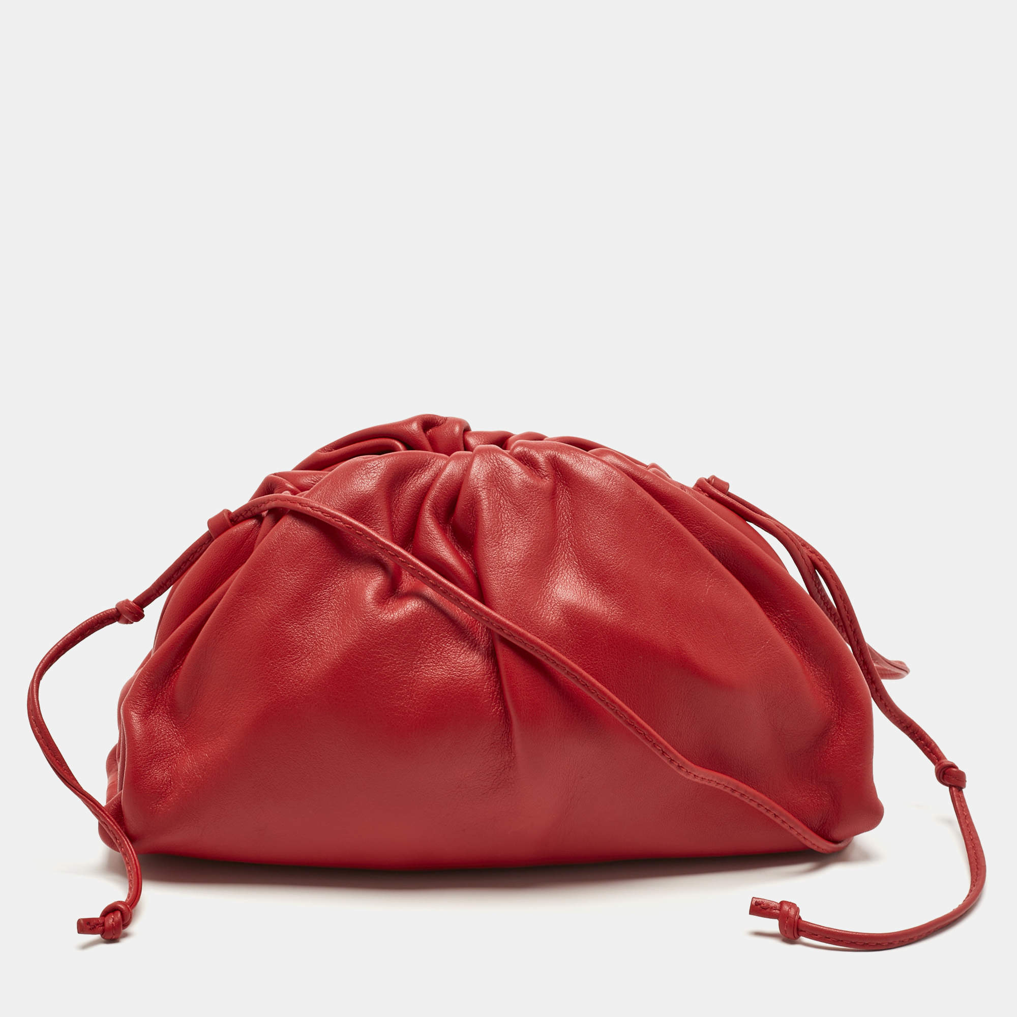 Pre Owned Bottega Veneta Red Leather The Mini Pouch Bag