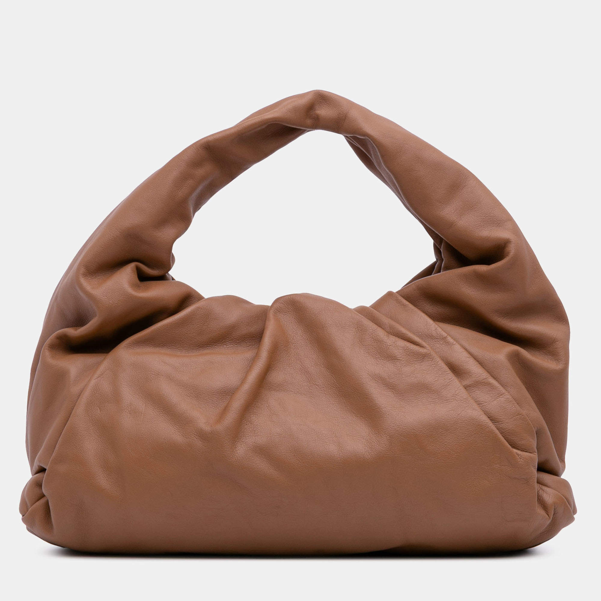 Pre Owned Bottega Veneta Brown Lambskin The Shoulder Pouch