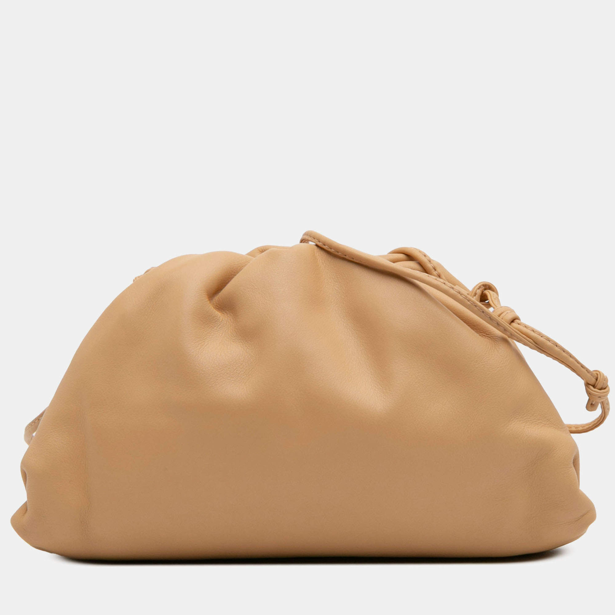 Pre Owned Bottega Veneta Brown Lambskin The Mini Pouch Crossbody