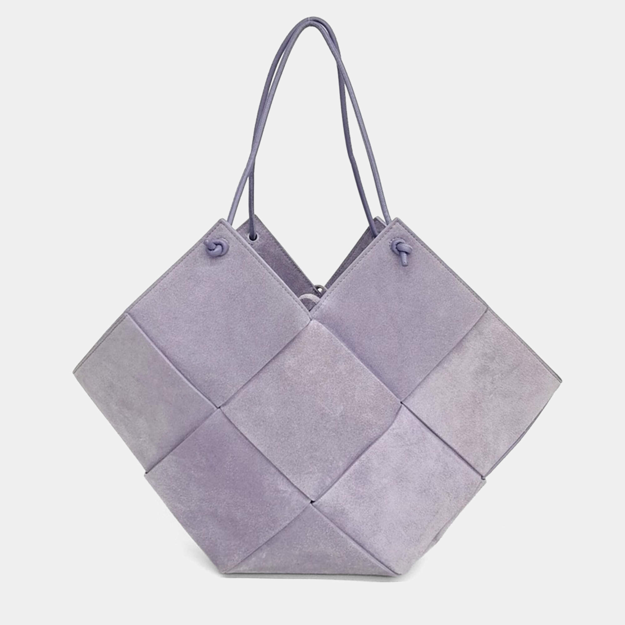 Pre Owned Bottega Veneta Purple Suede suede shoulder bag