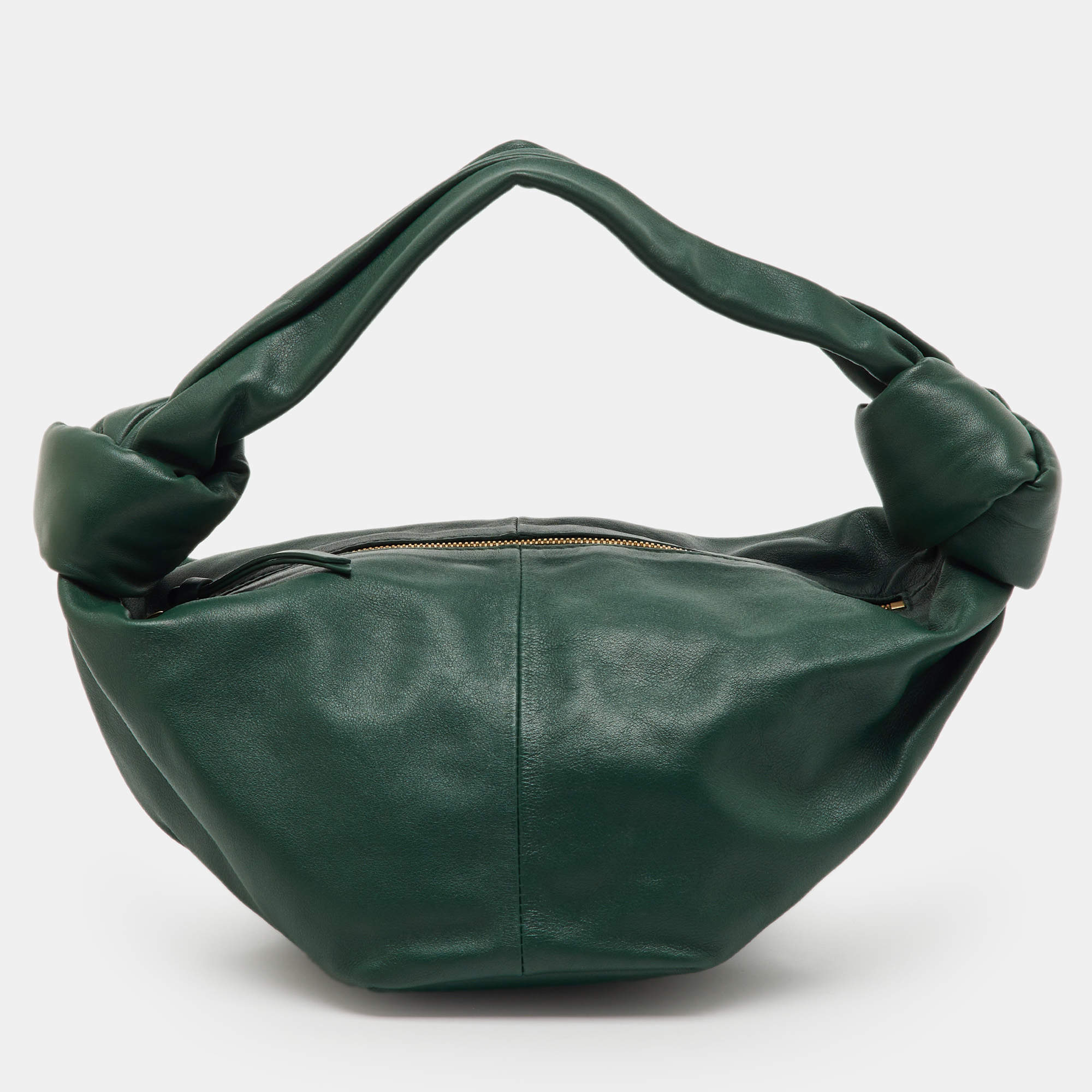 مملوكة مسبقًا Bottega Veneta Dark Green Leather Double Knot Bag