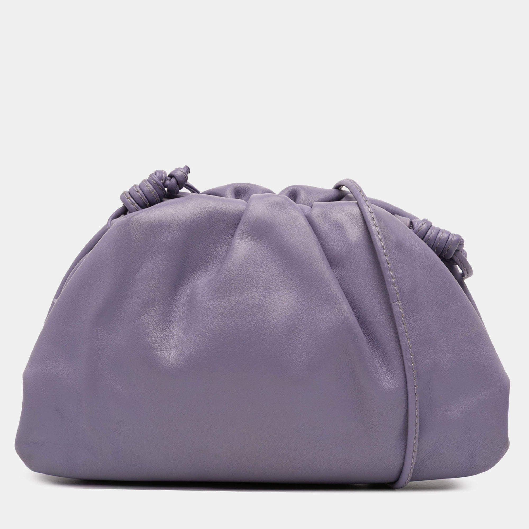 Pre Owned Bottega Veneta Purple Lambskin The Mini Pouch Crossbody