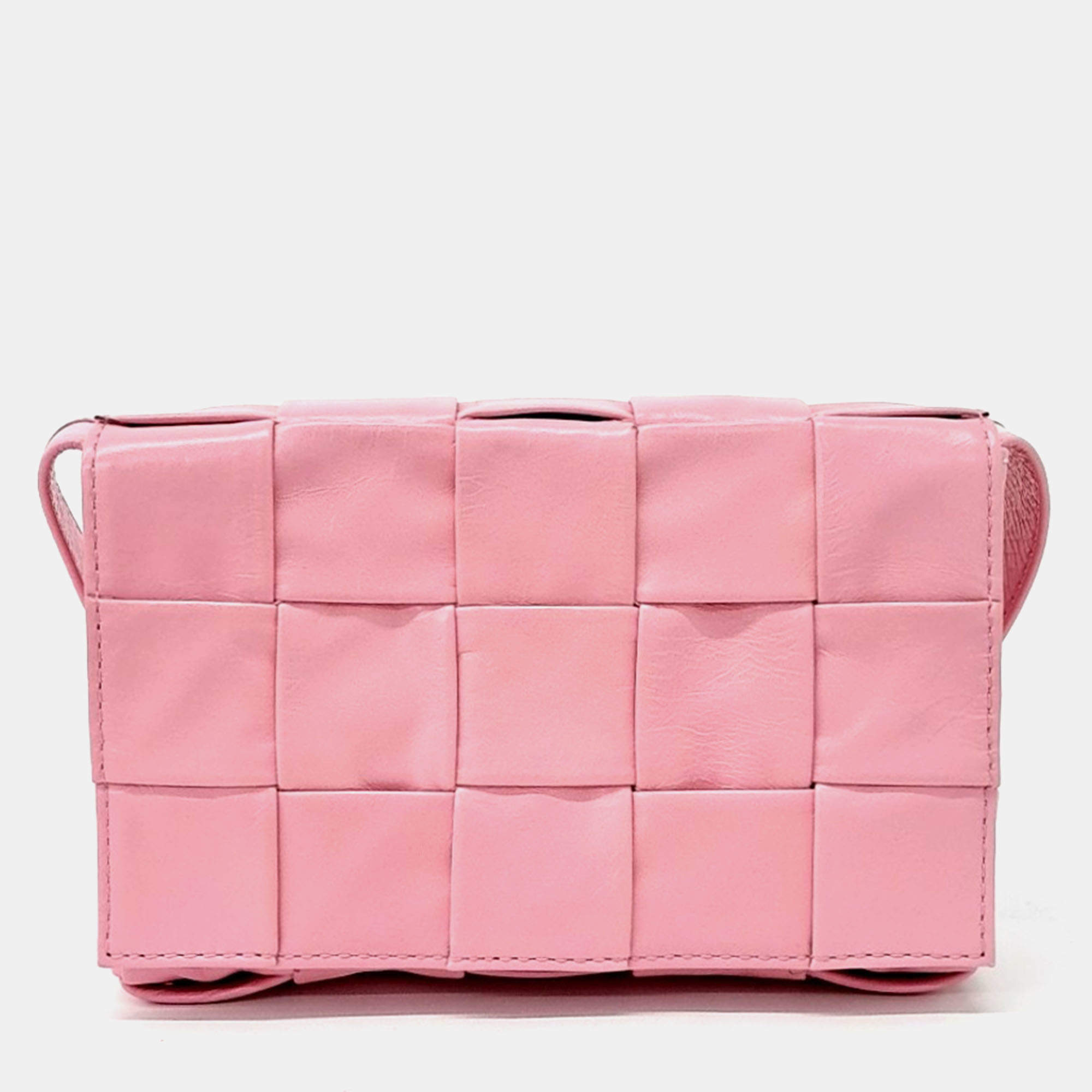 Pre Owned Bottega Veneta Pink Leather Cassette Belt Bag