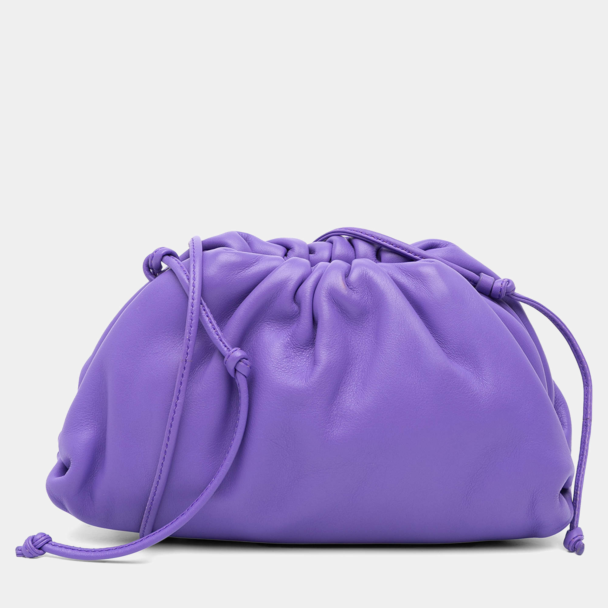 Pre Owned Bottega Veneta Purple Lambskin The Mini Pouch Crossbody