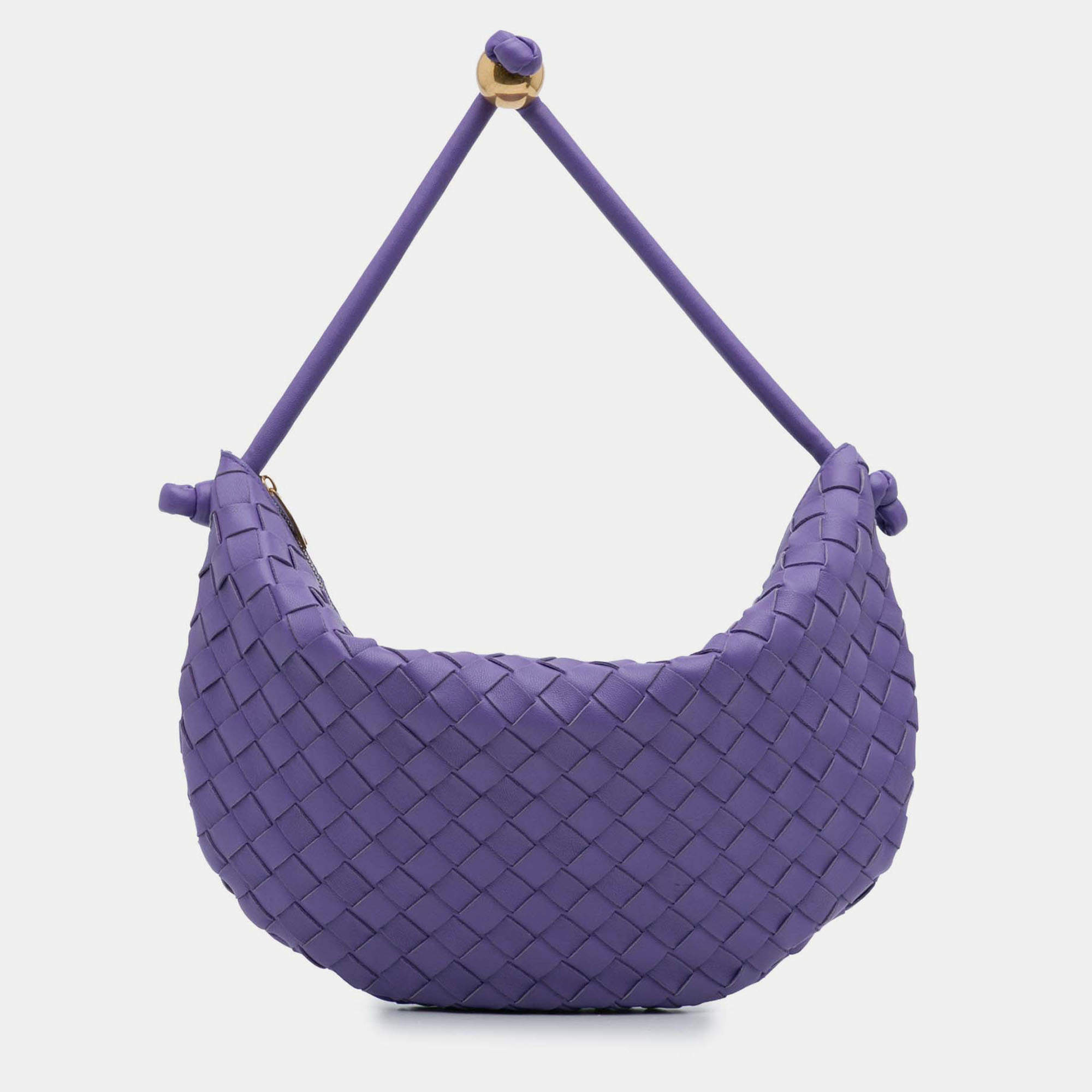 Pre Owned Bottega Veneta Purple Small Nappa Intrecciato Turn Pouch