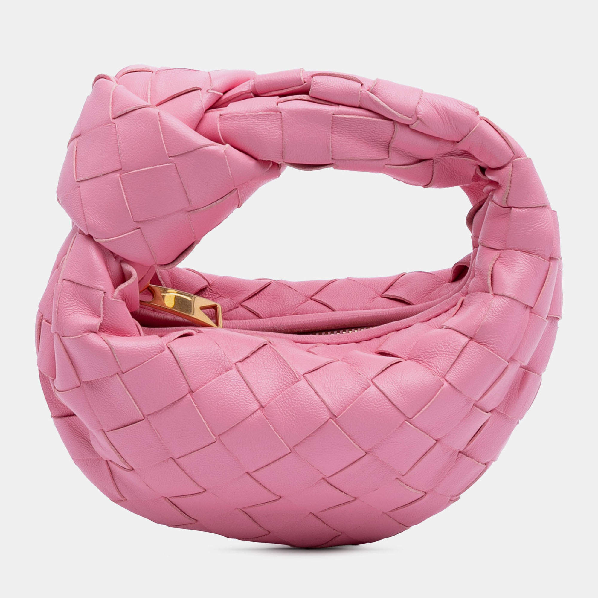 Pre Owned Bottega Veneta Pink Candy Nappa Intrecciato Jodie