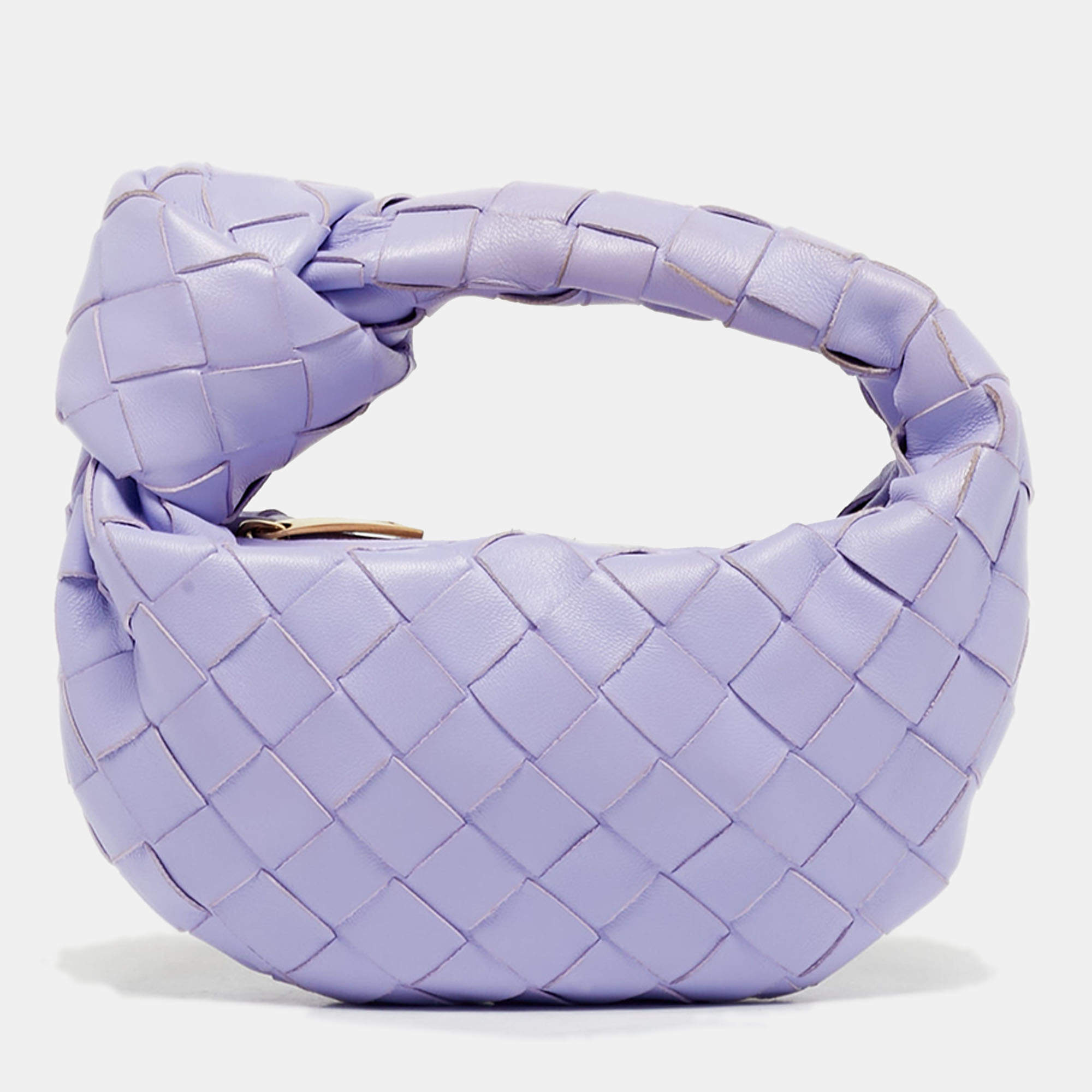 Pre Owned Bottega Veneta Lilac Intrecciato Leather Micro Candy Jodie Bag