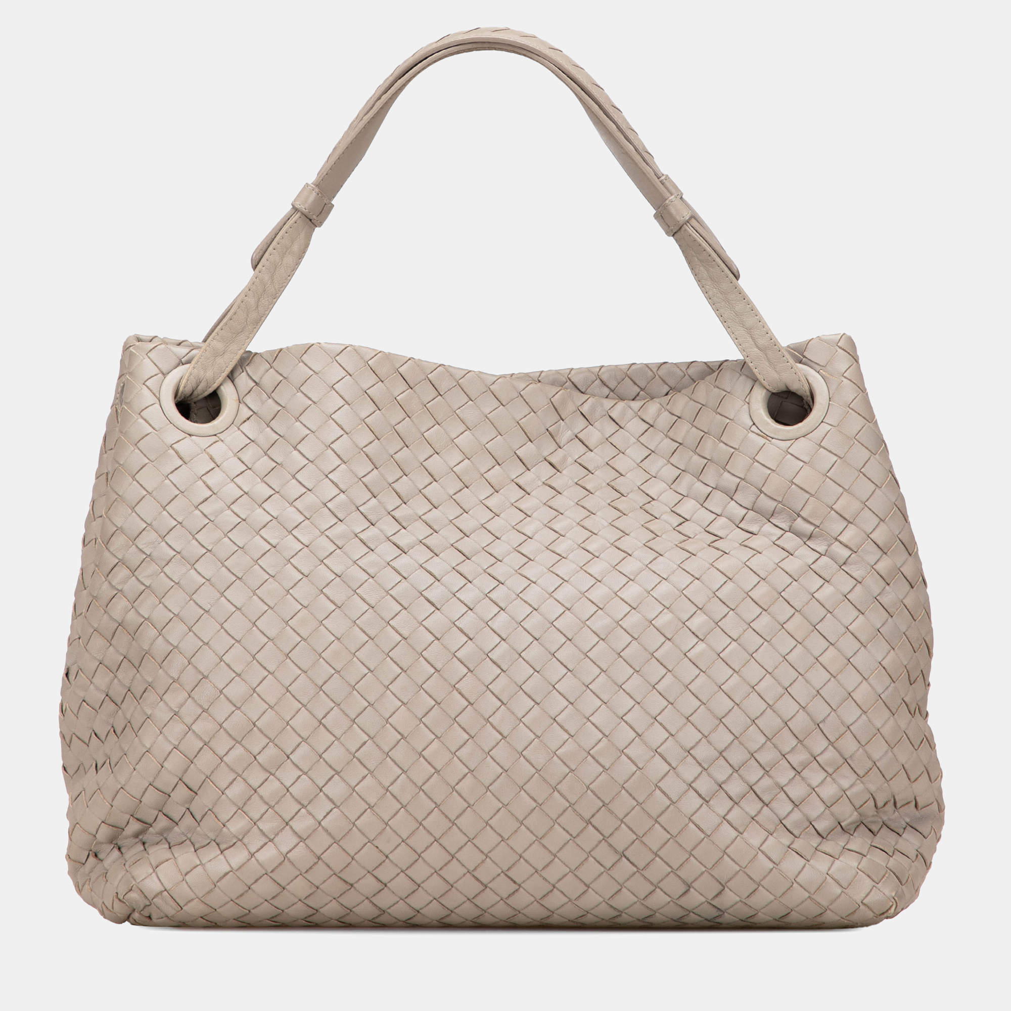 Pre Owned Bottega Veneta Beige Brown Medium Nappa Intrecciato Garda Tote