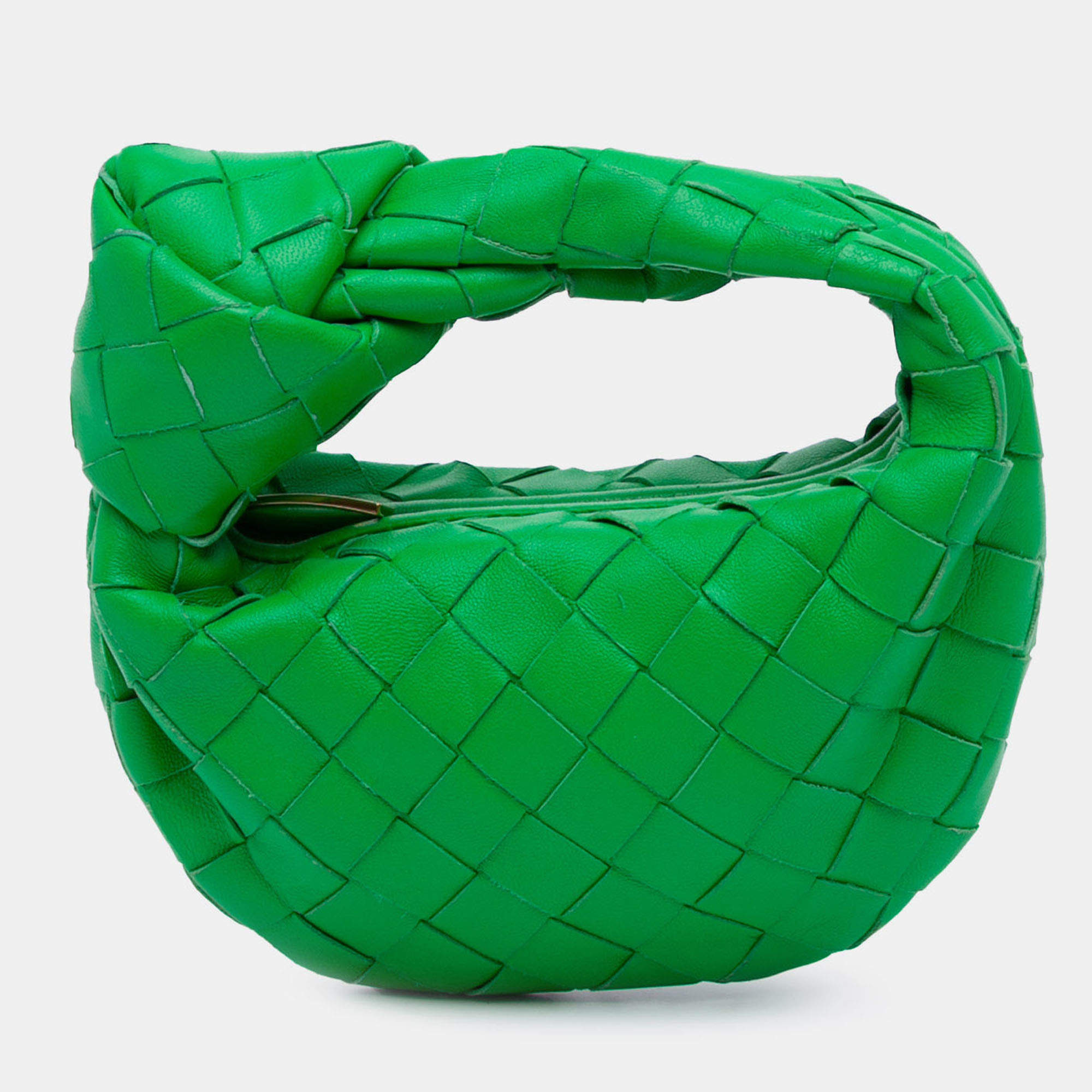 Pre Owned Bottega Veneta Green Candy Nappa Intrecciato Jodie