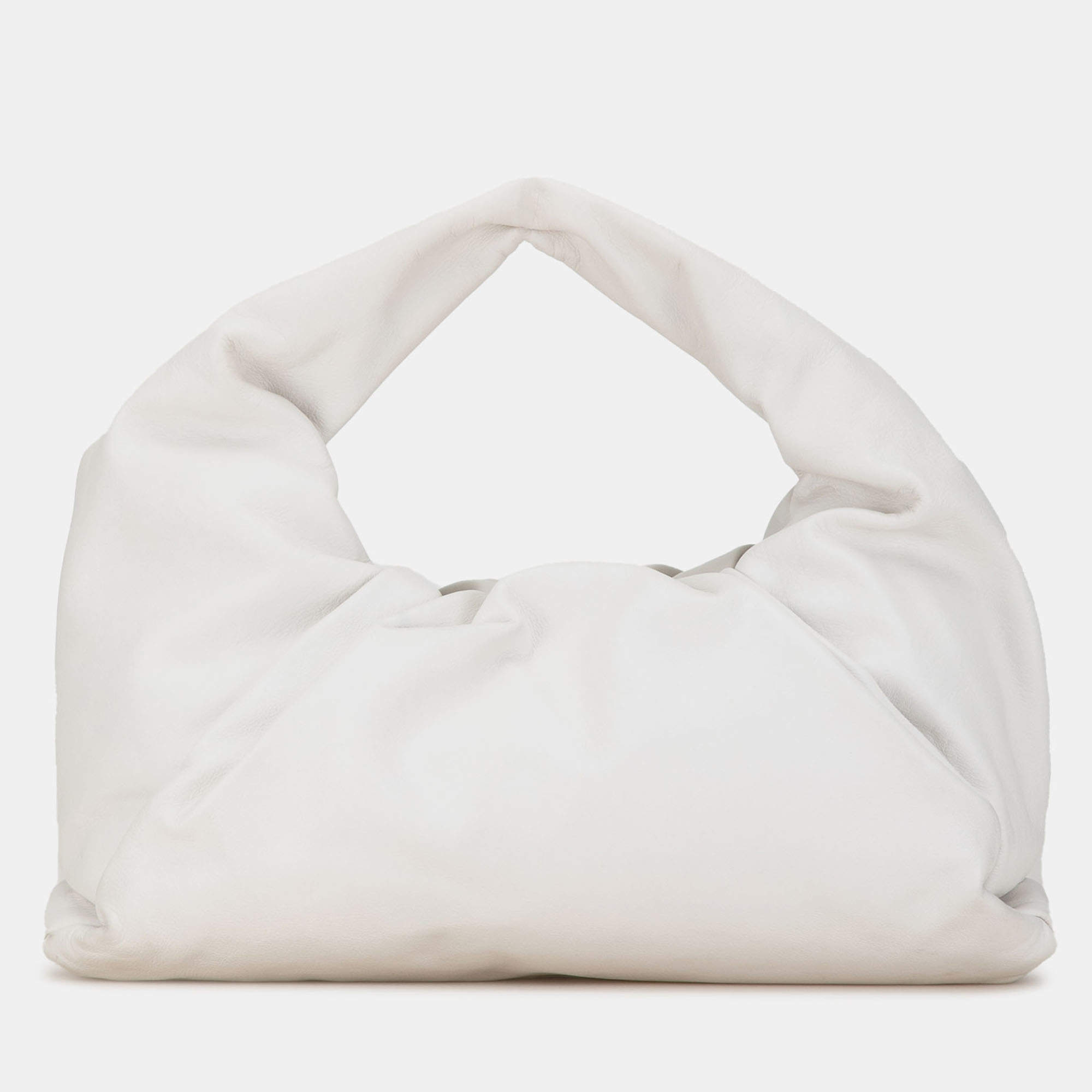 Pre Owned Bottega Veneta White Lambskin The Shoulder Pouch