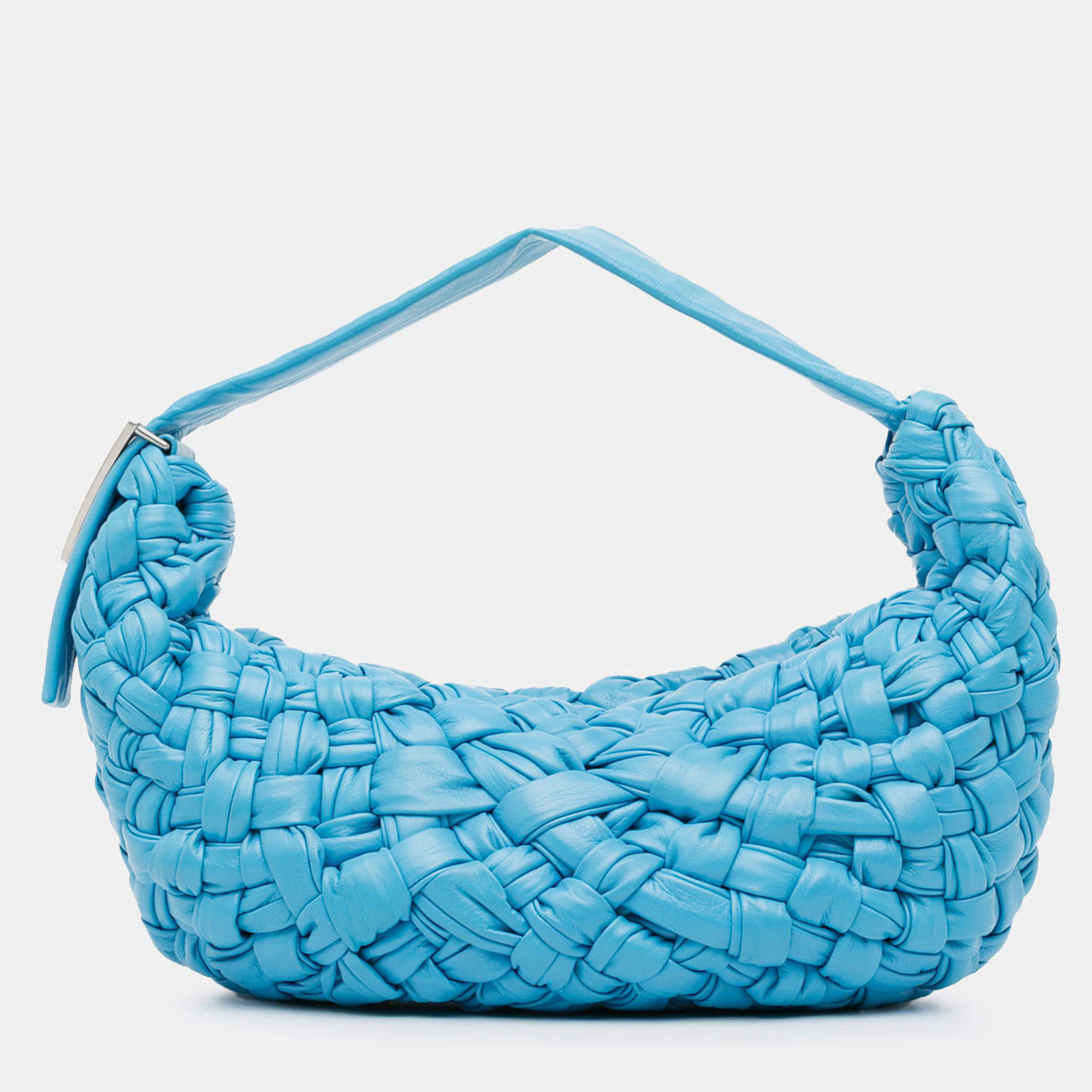 Pre Owned Bottega Veneta Blue Foulard Intrecciato Banana