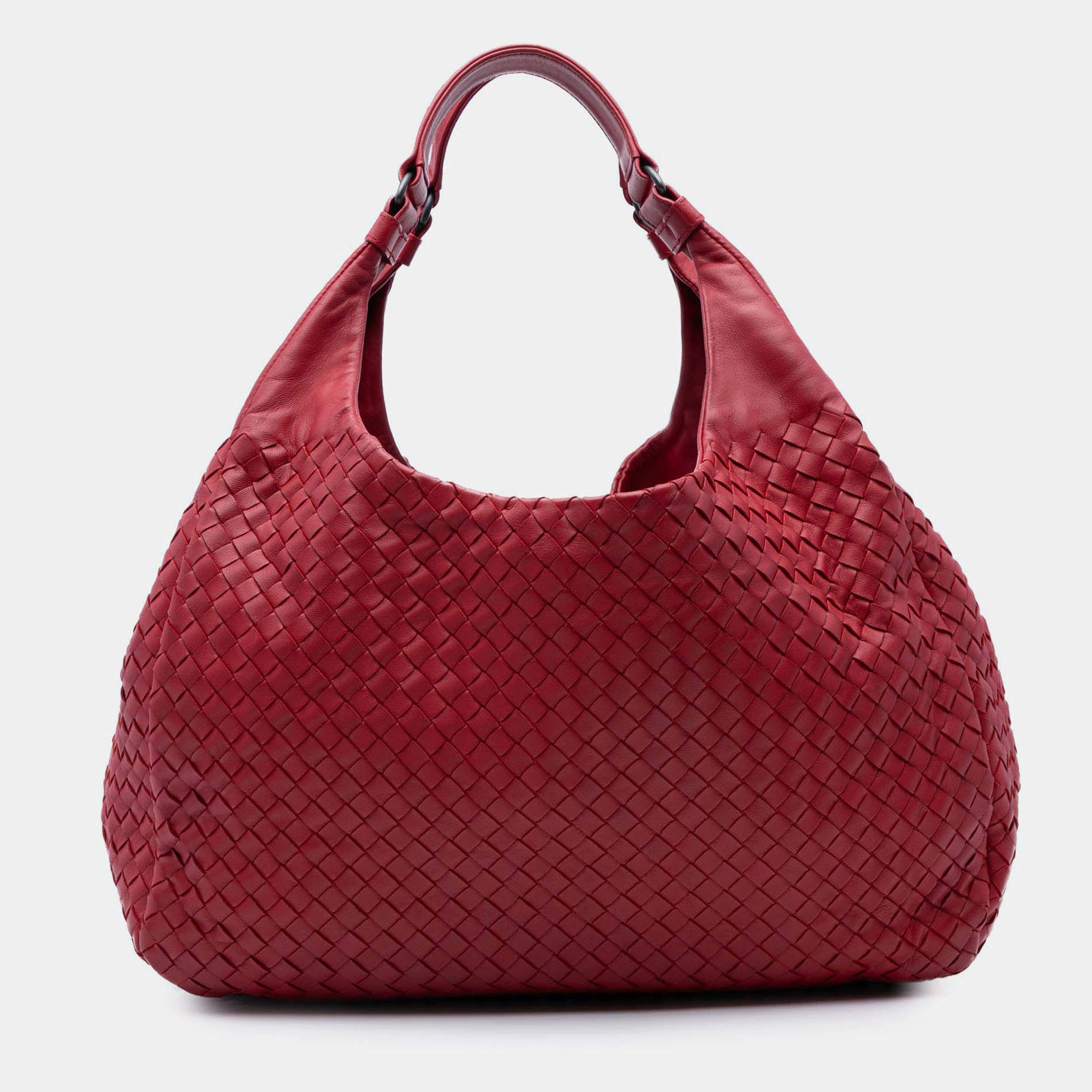 Pre Owned Bottega Veneta Red Large Nappa Intrecciato Campana Hobo