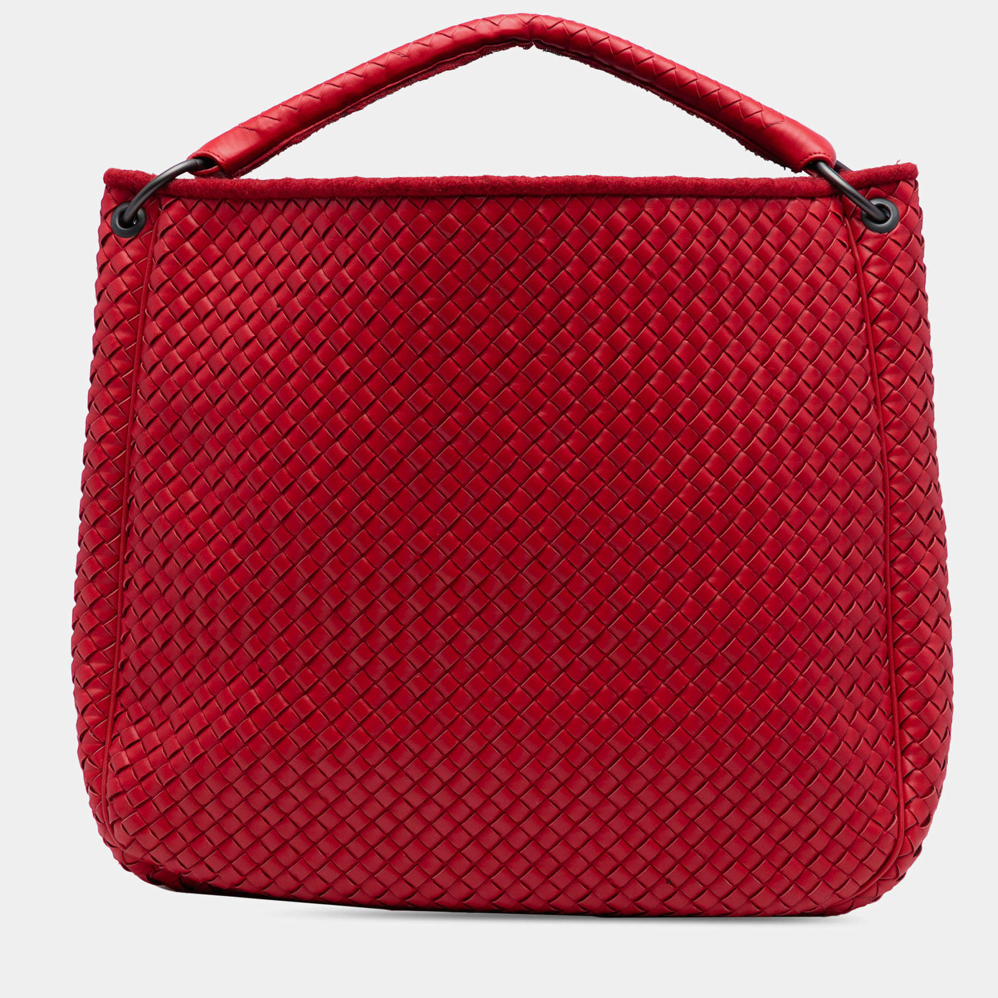 Pre Owned Bottega Veneta Red Nappa Intrecciato Tote
